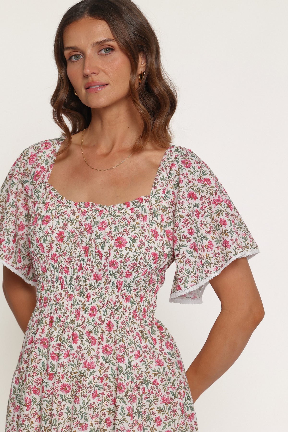 DRESSES Tierney Midi Dress - Pink Green Floral