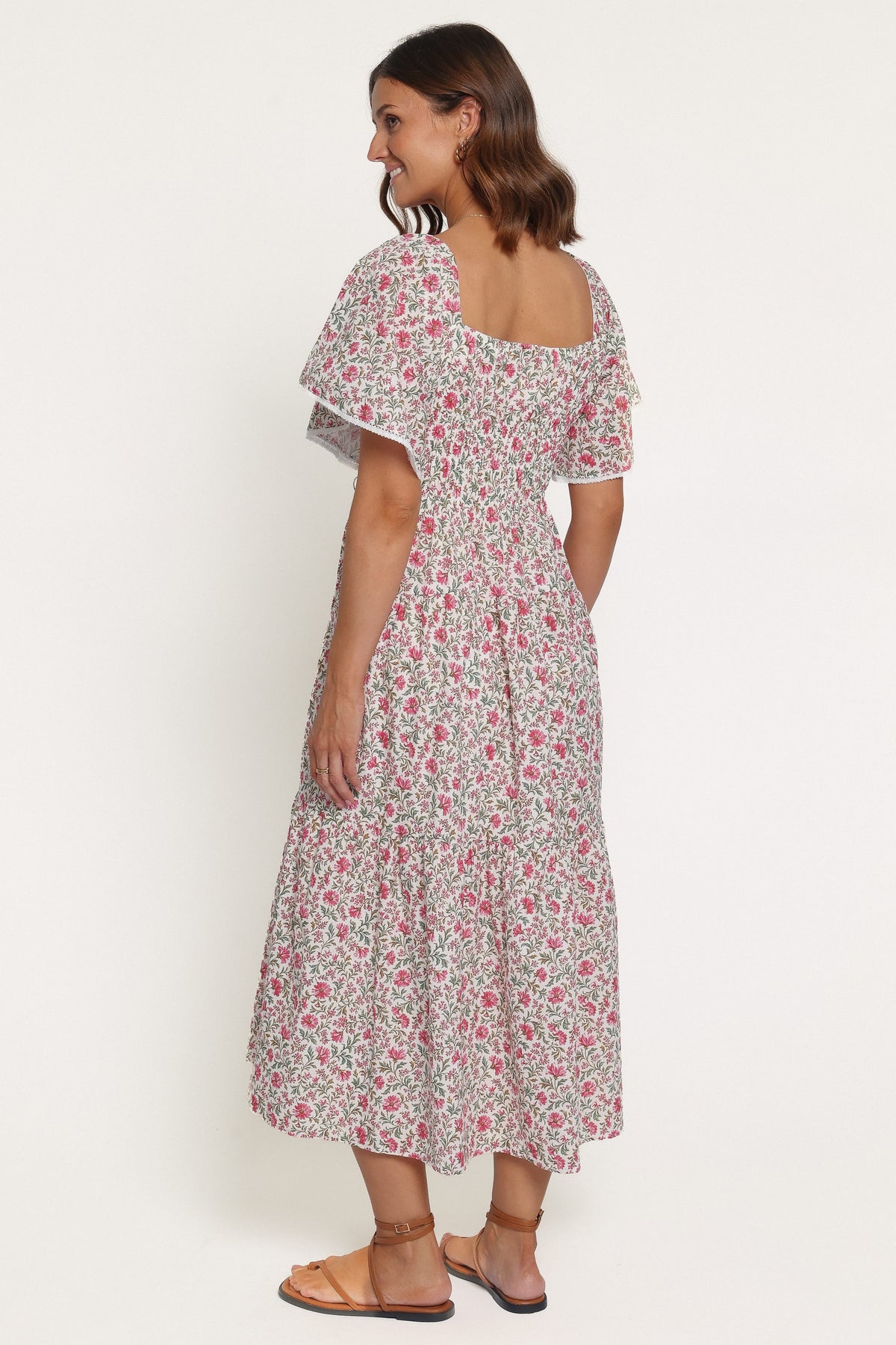 DRESSES Tierney Midi Dress - Pink Green Floral