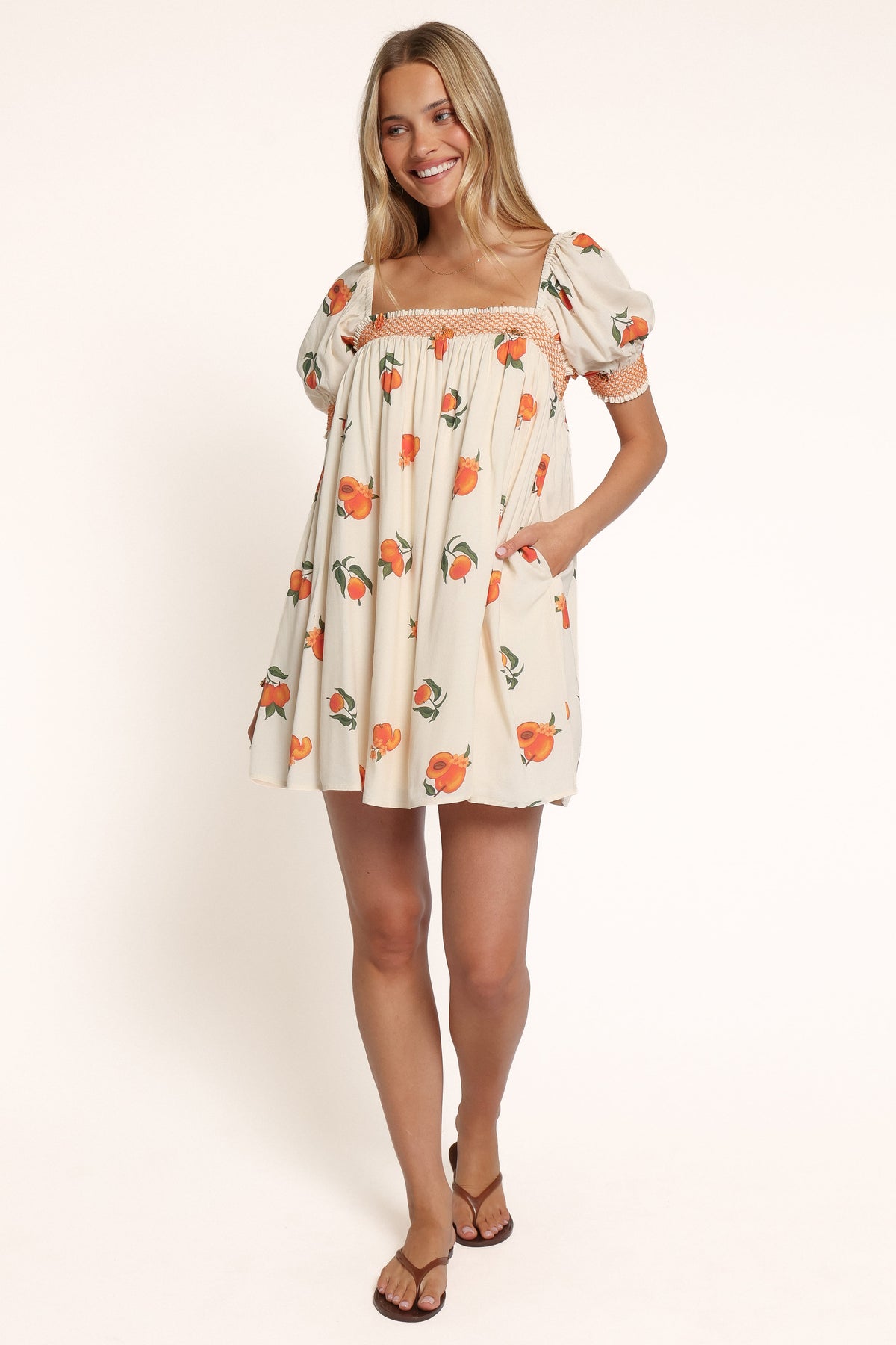 DRESSES Wrenlee Mini Dress - Cream Peach Print