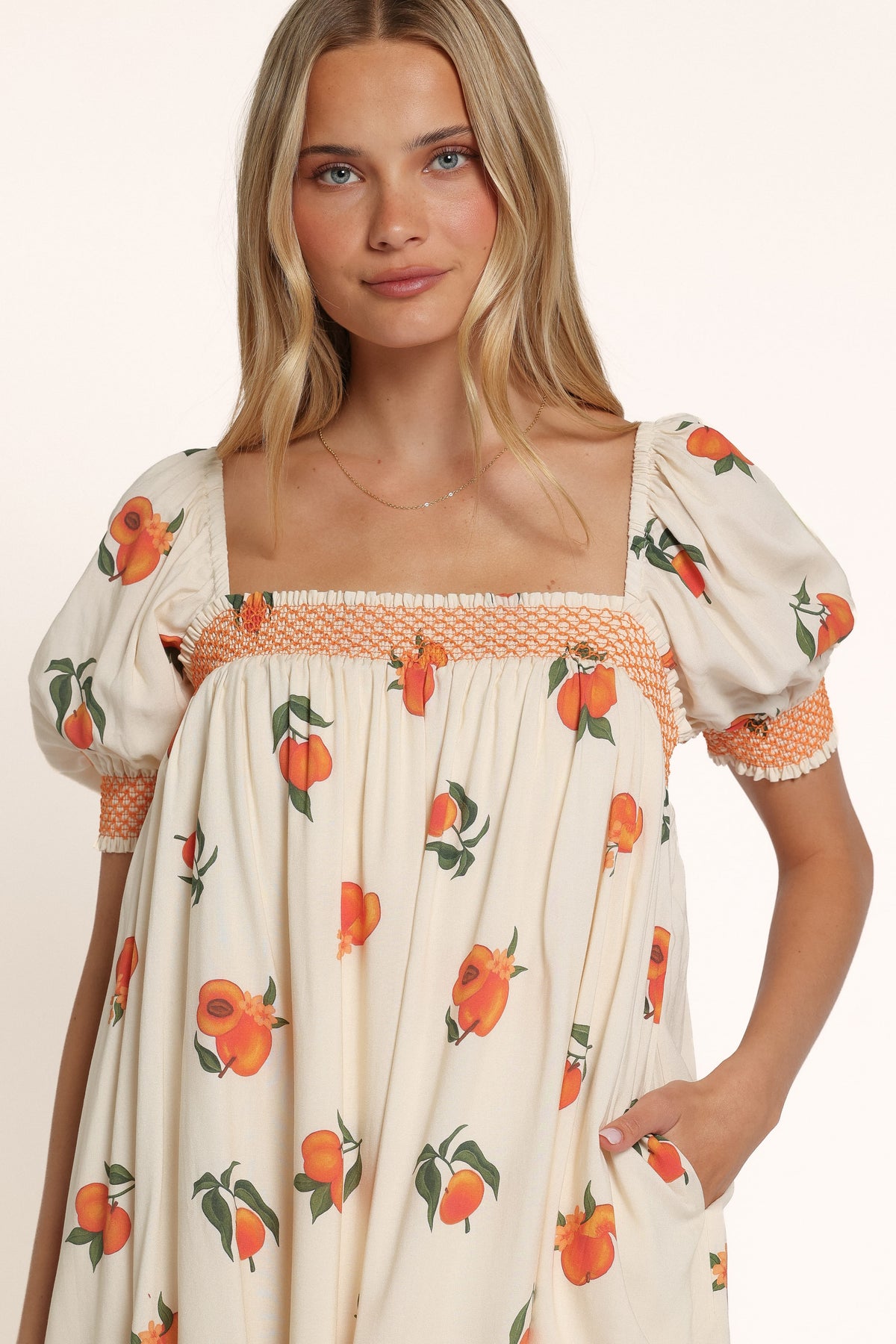 DRESSES Wrenlee Mini Dress - Cream Peach Print