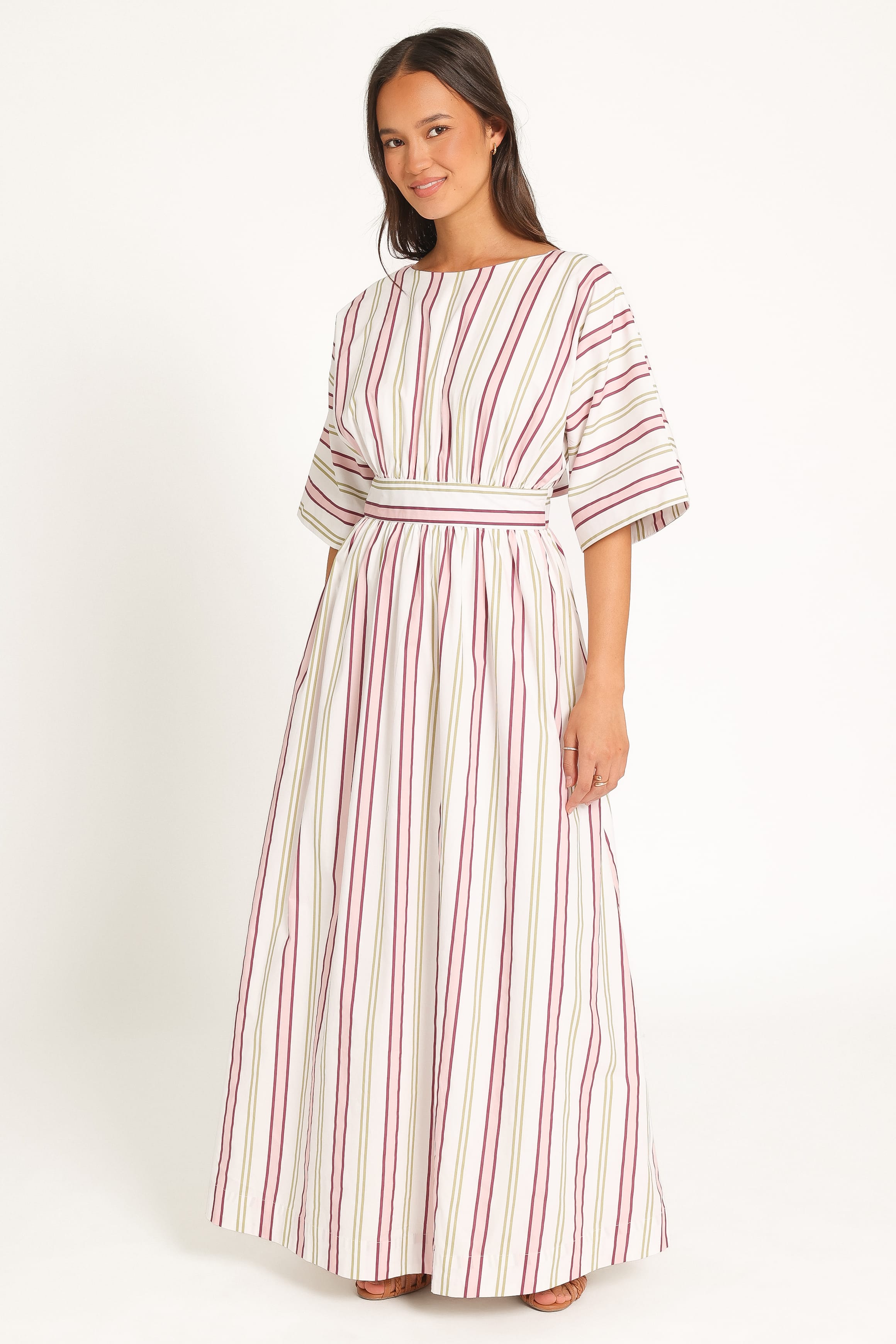 DRESSES Zeena Puff Sleeve Maxi Dress - Pink Candy Stripe