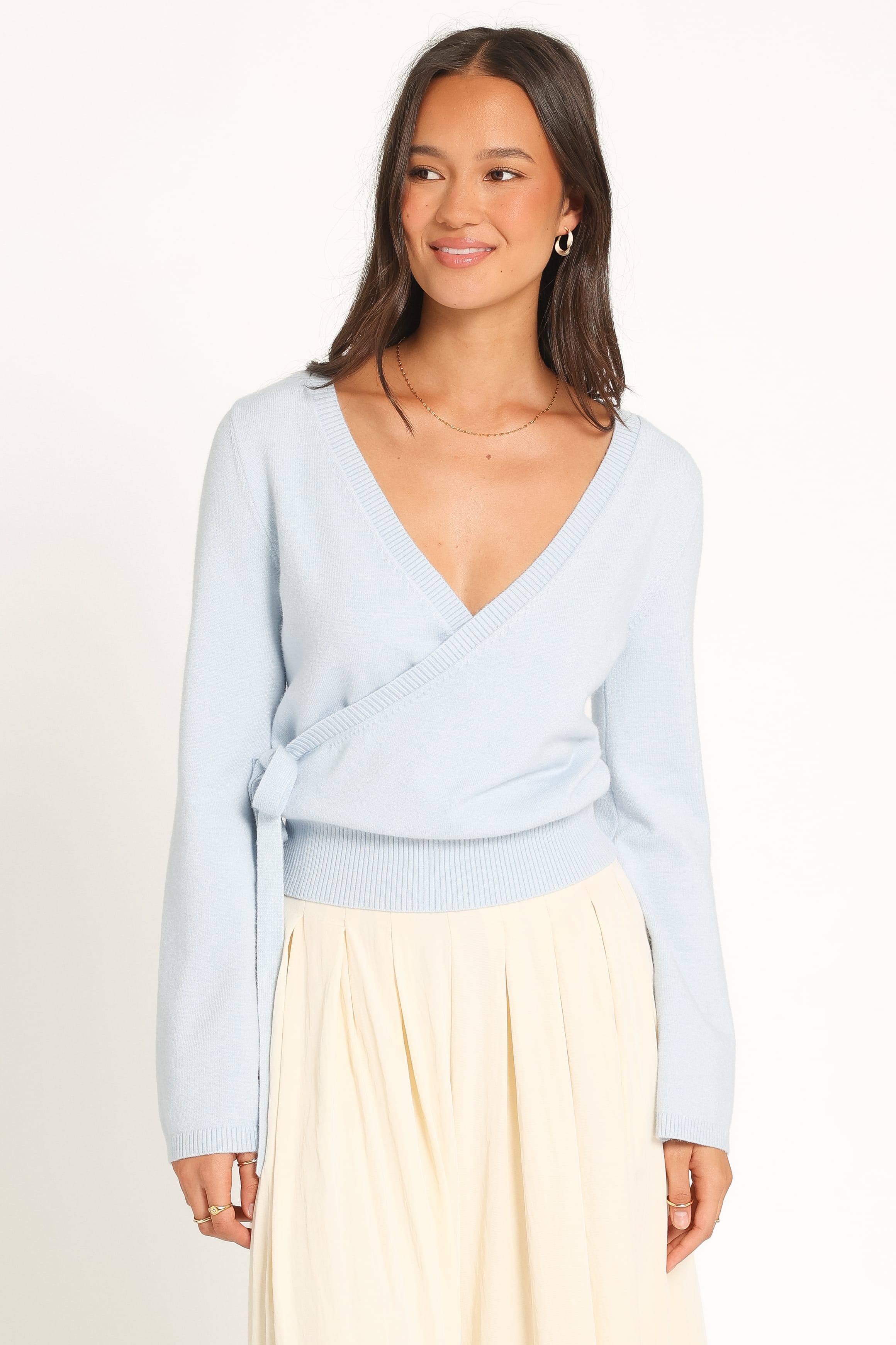 KNITWEAR Benny Wrap Cardigan - Baby Blue