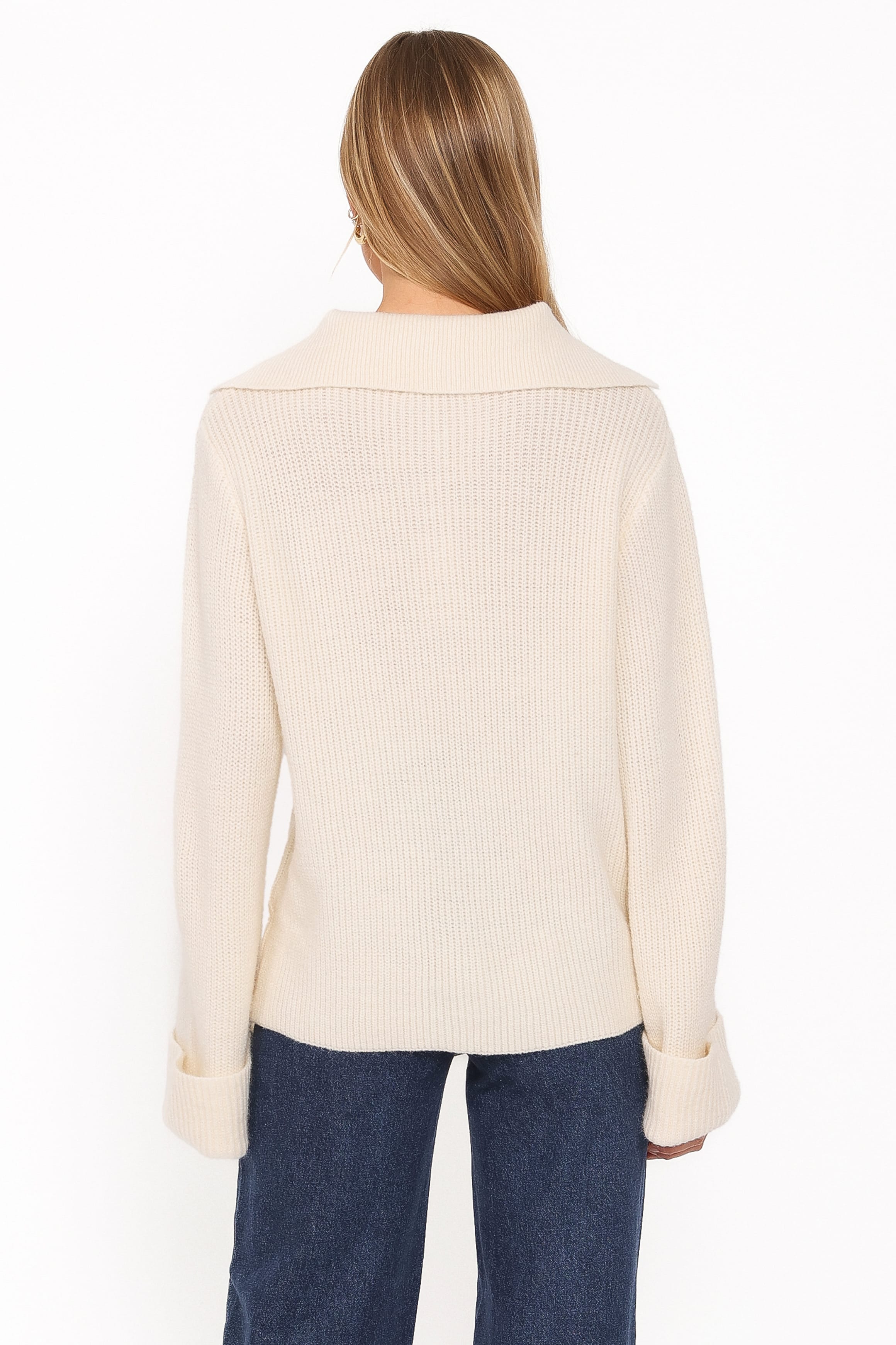 KNITWEAR Chadley Quarter Button Sweater - Cream