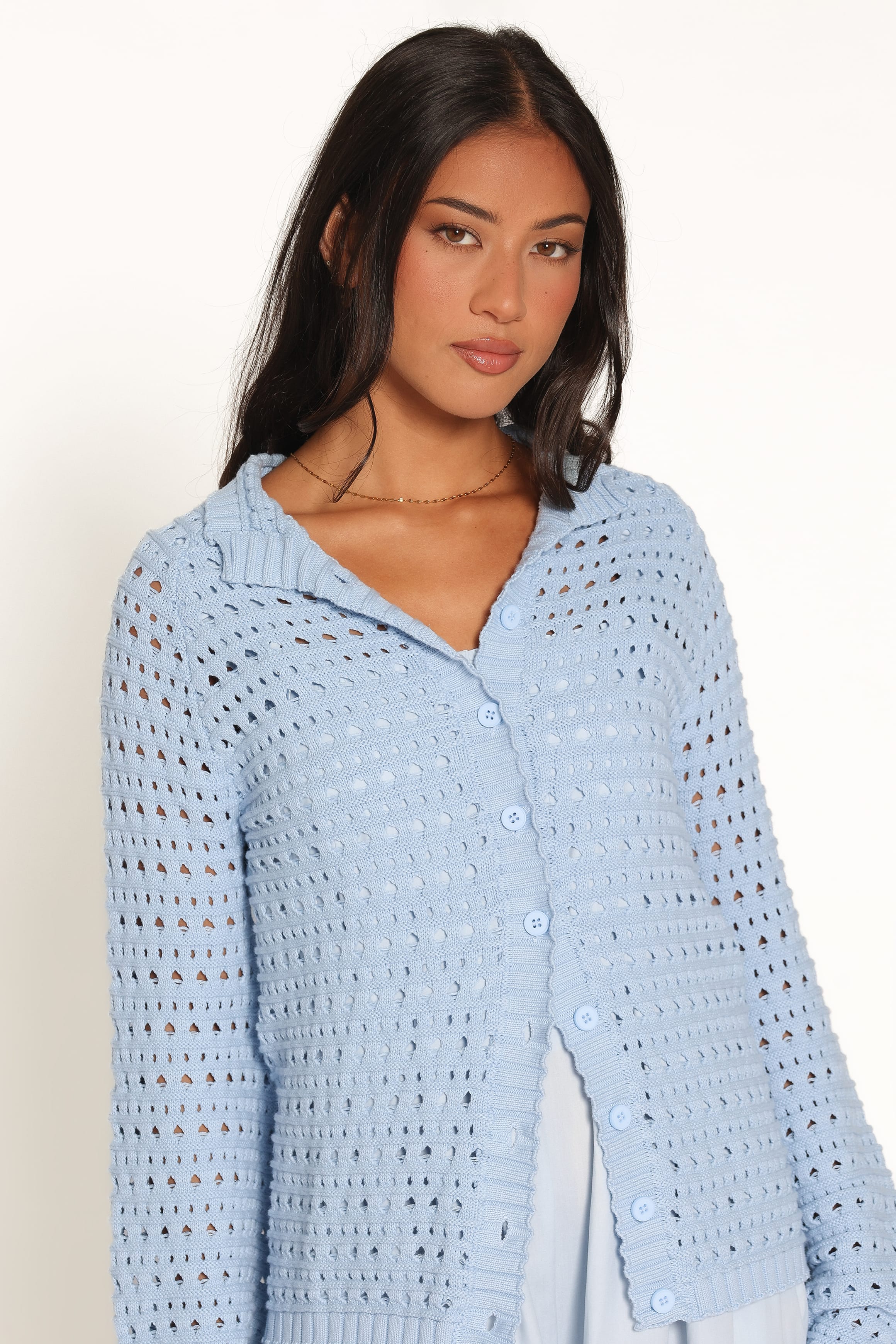 KNITWEAR Delphine Crochet Cardigan - Blue