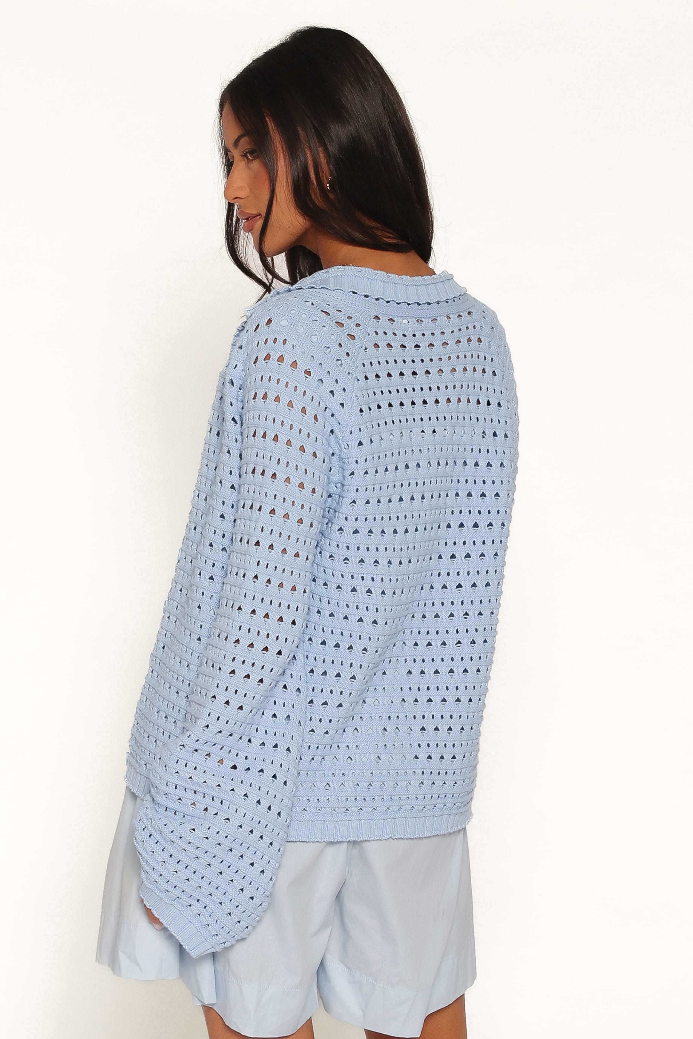 KNITWEAR Delphine Crochet Cardigan - Blue