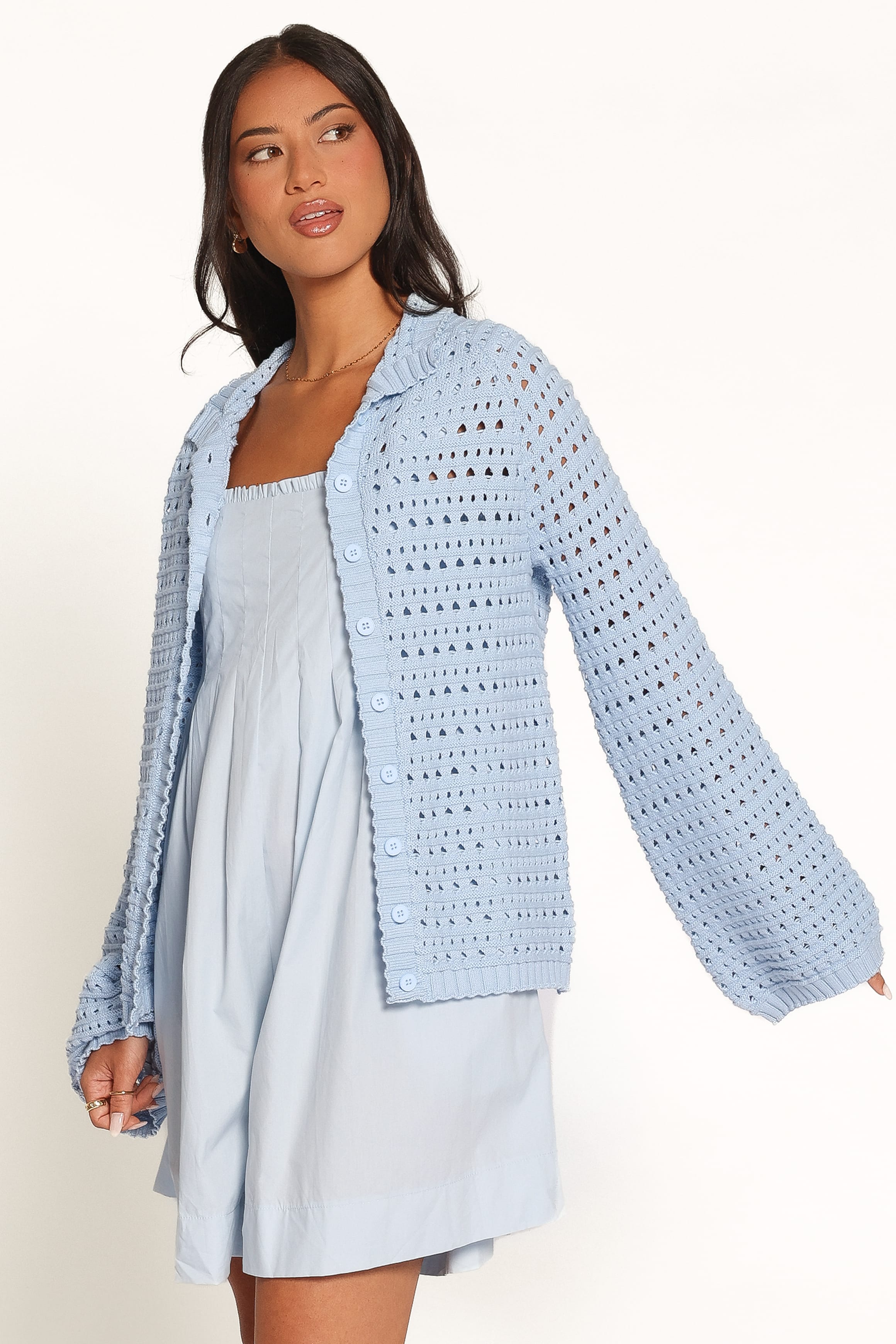 KNITWEAR Delphine Crochet Cardigan - Blue