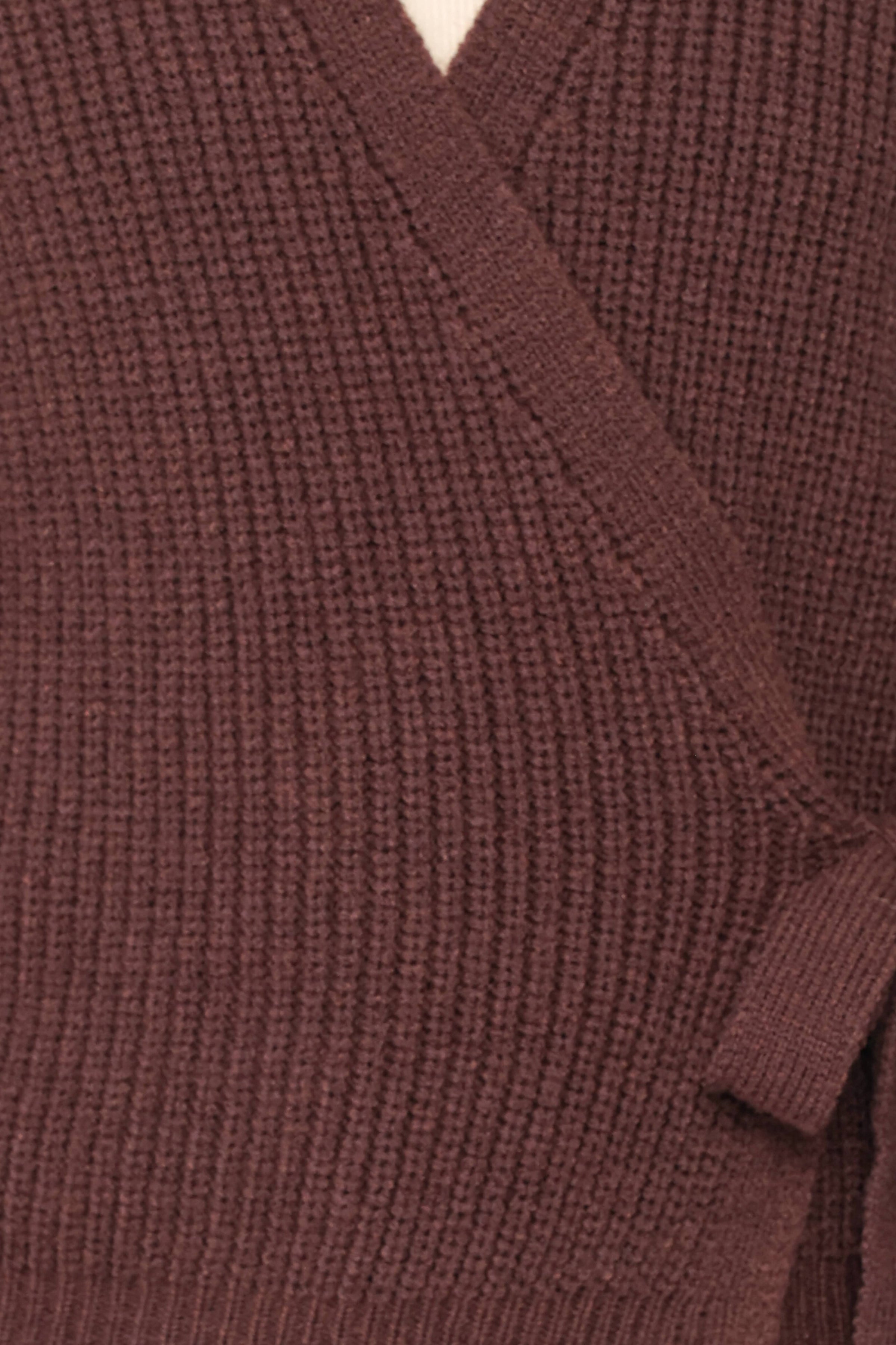 KNITWEAR Edwards Wrap Cardigan - Chocolate