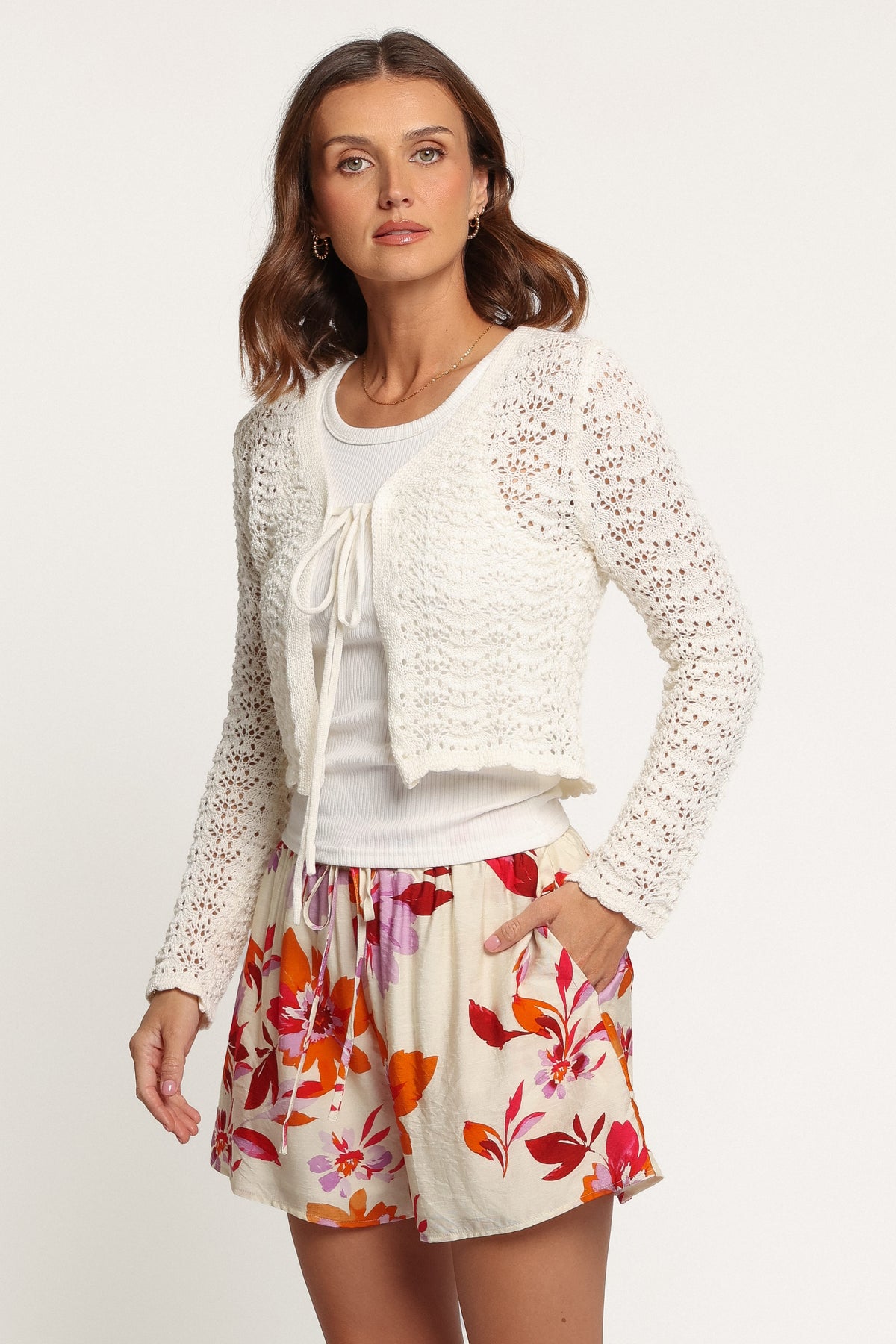 KNITWEAR Magnolia Tie Front Cardigan - Cream