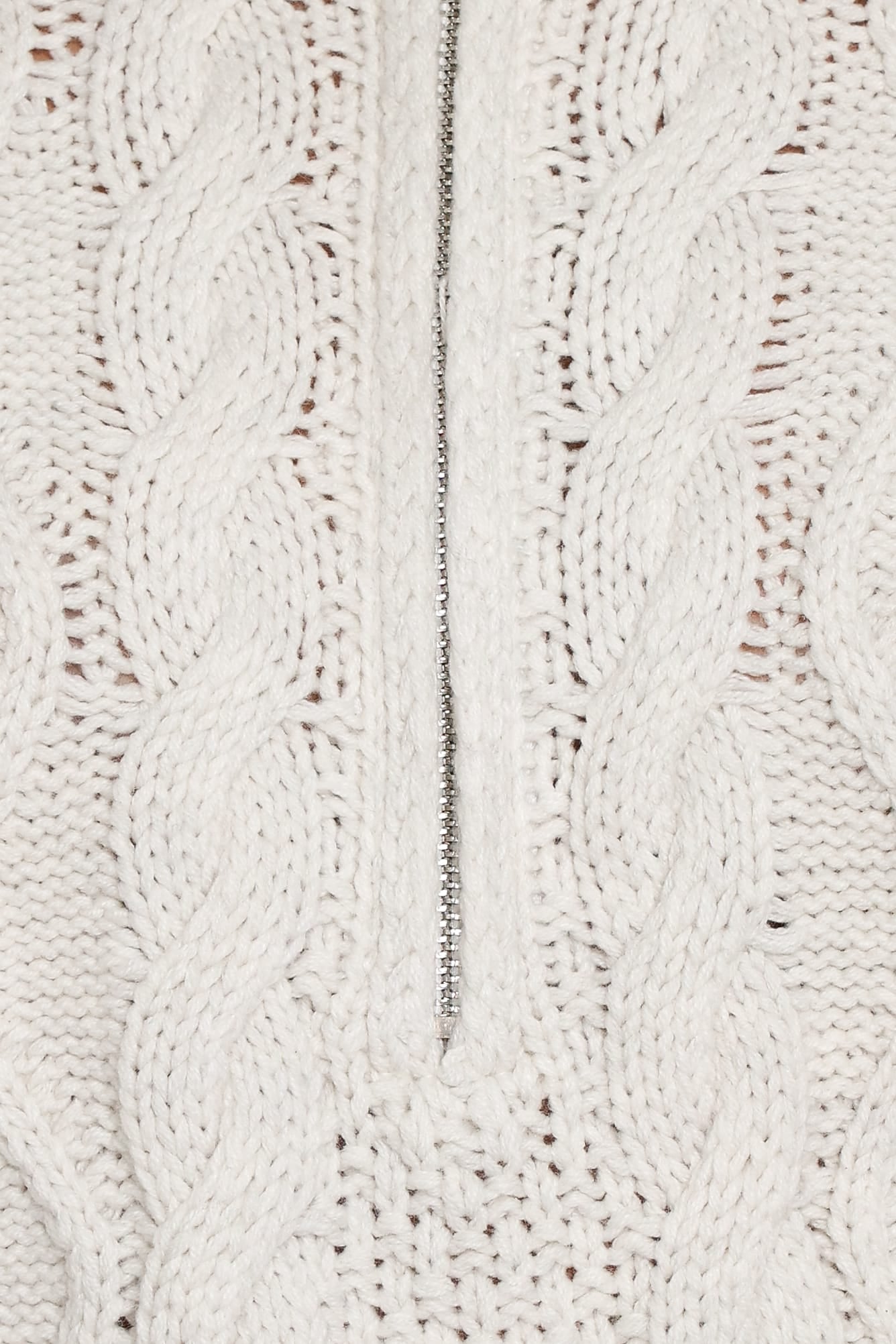 KNITWEAR Rema Quarter Zip Cable Sweater - Ivory Marl
