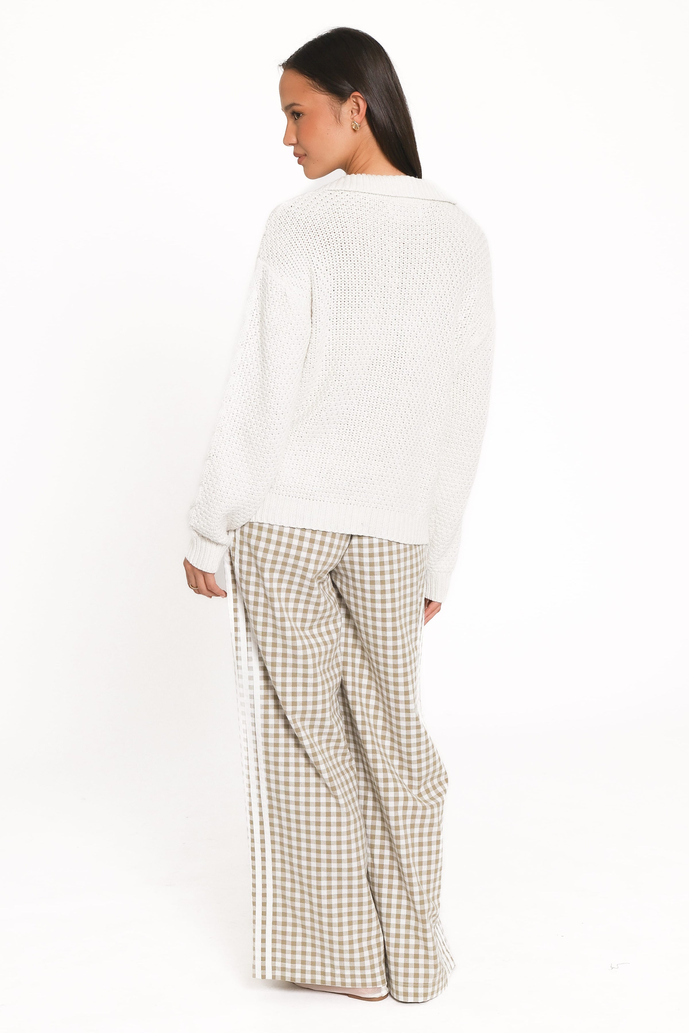 KNITWEAR Rema Quarter Zip Cable Sweater - Ivory Marl