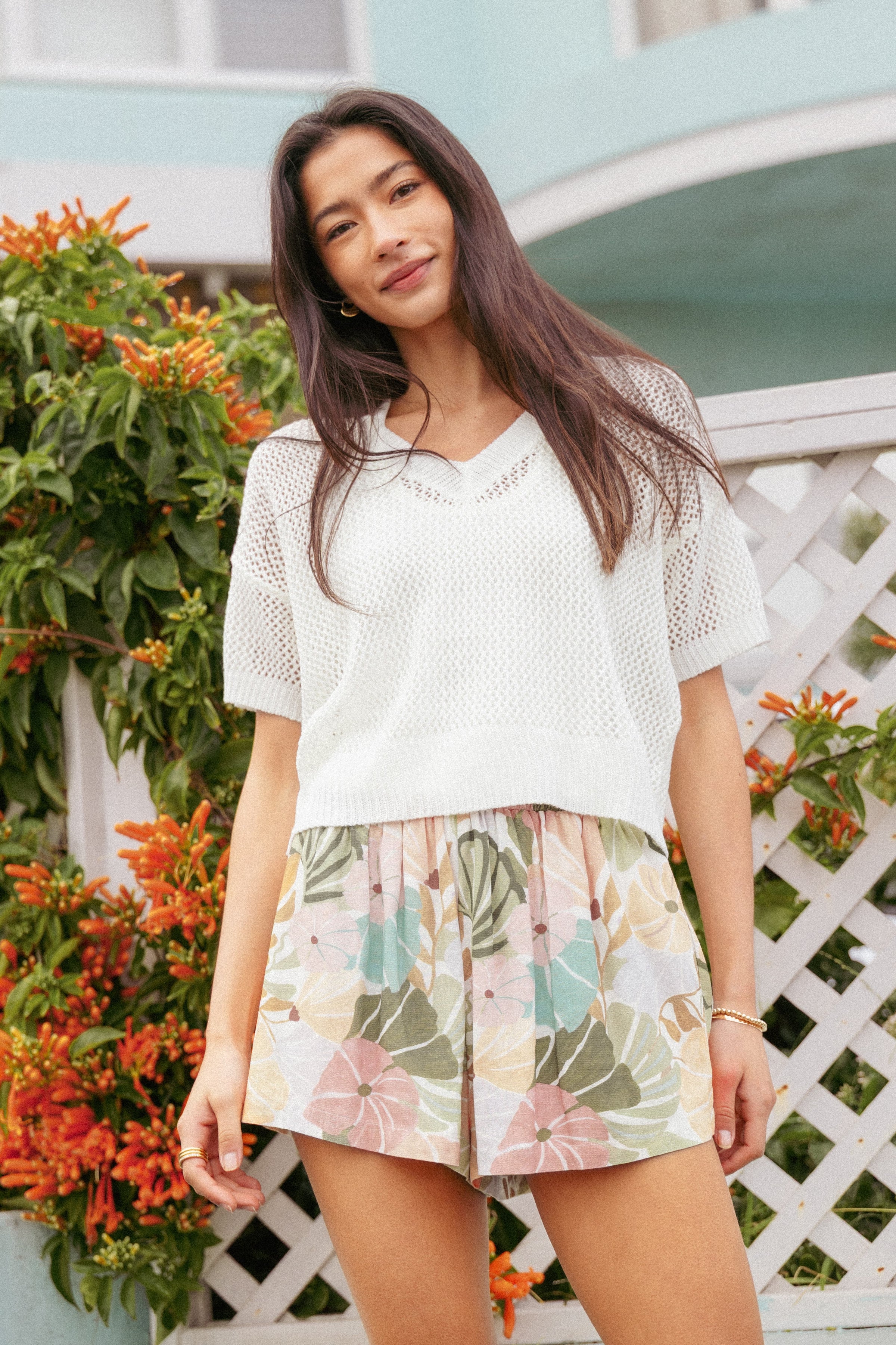 KNITWEAR Ronda Open Knit Top - White