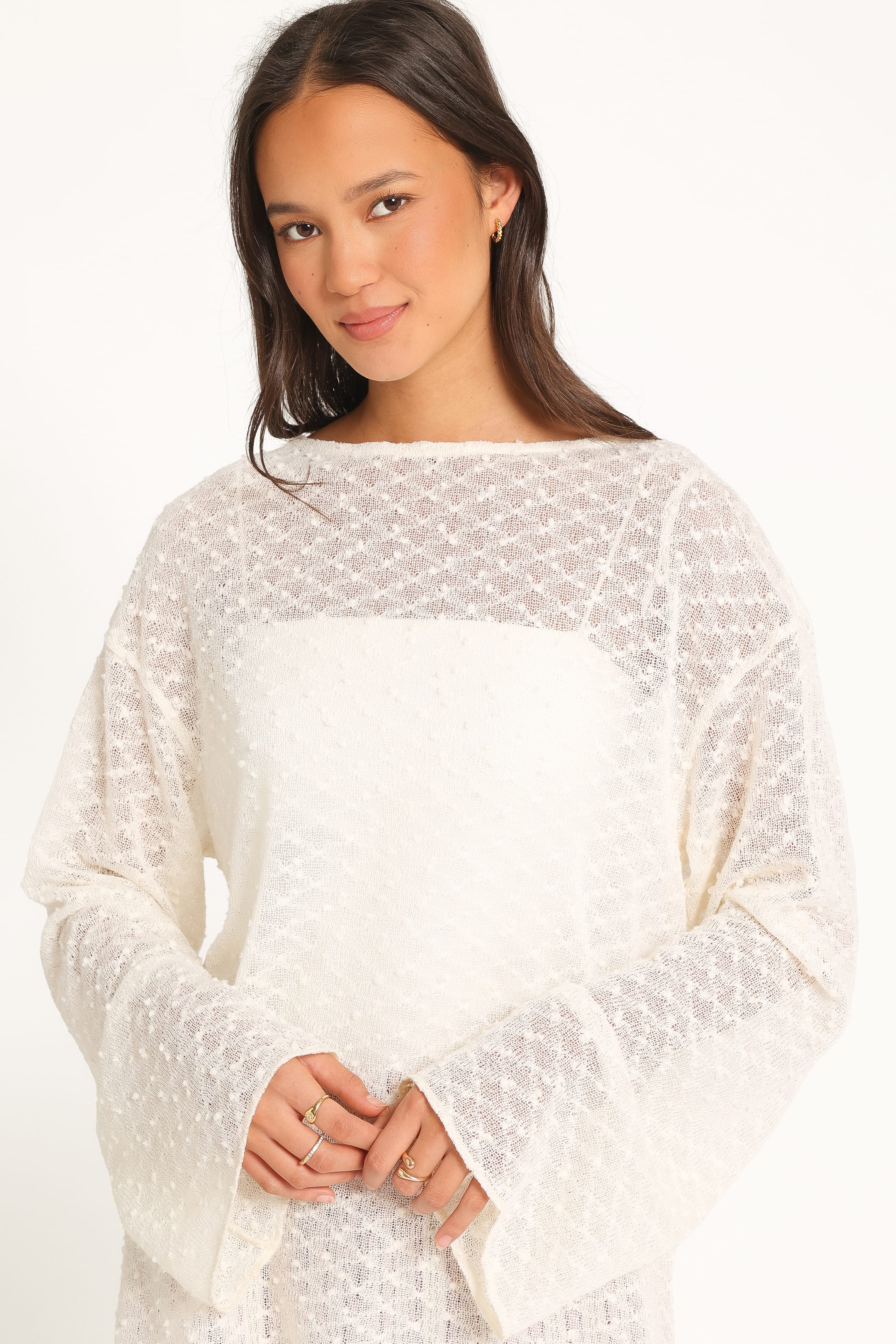 KNITWEAR Sanders Lightweight Textured Knit - Cream