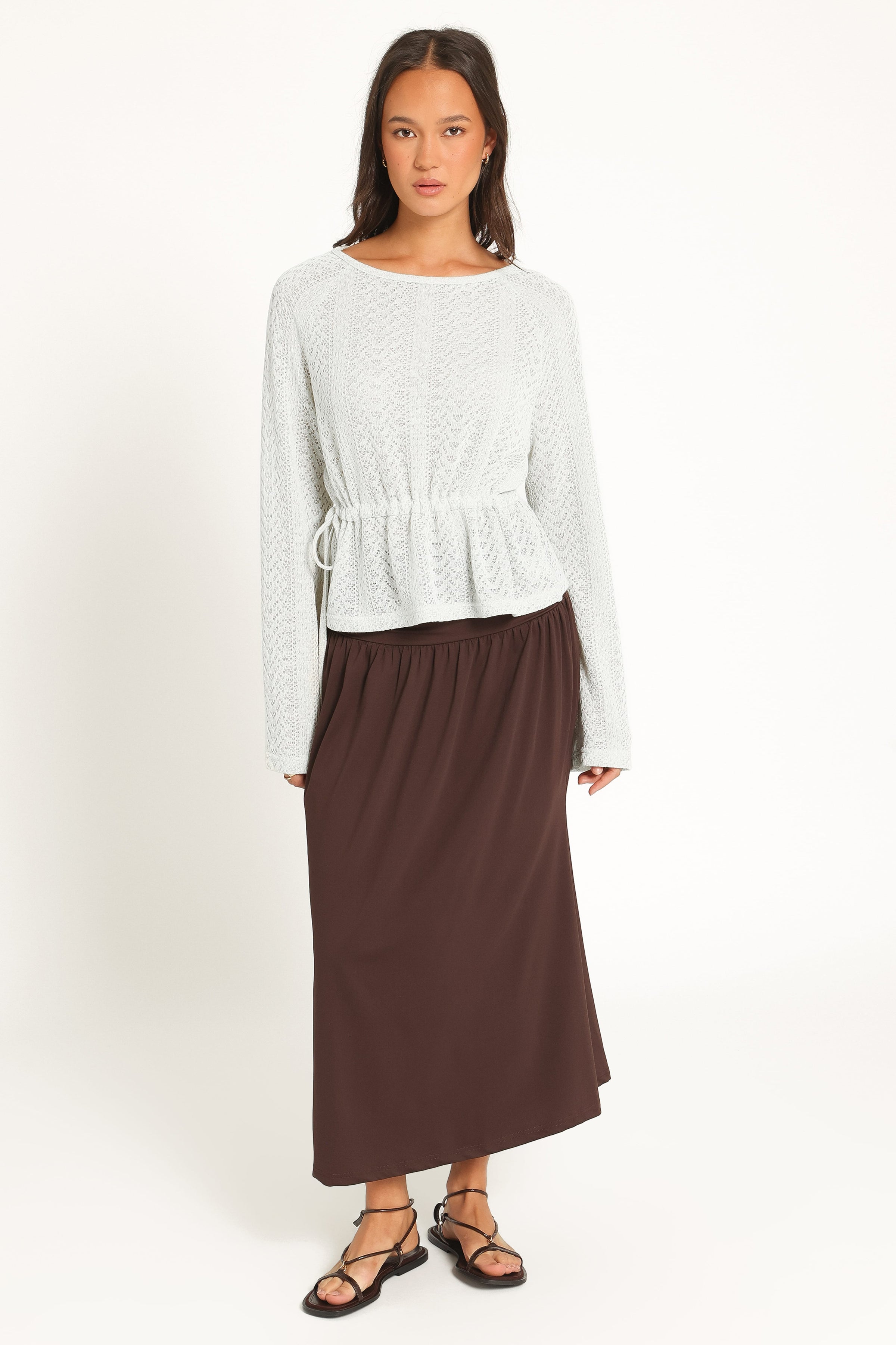 KNITWEAR Saorla Lightweight Pointelle Sweater - Sage