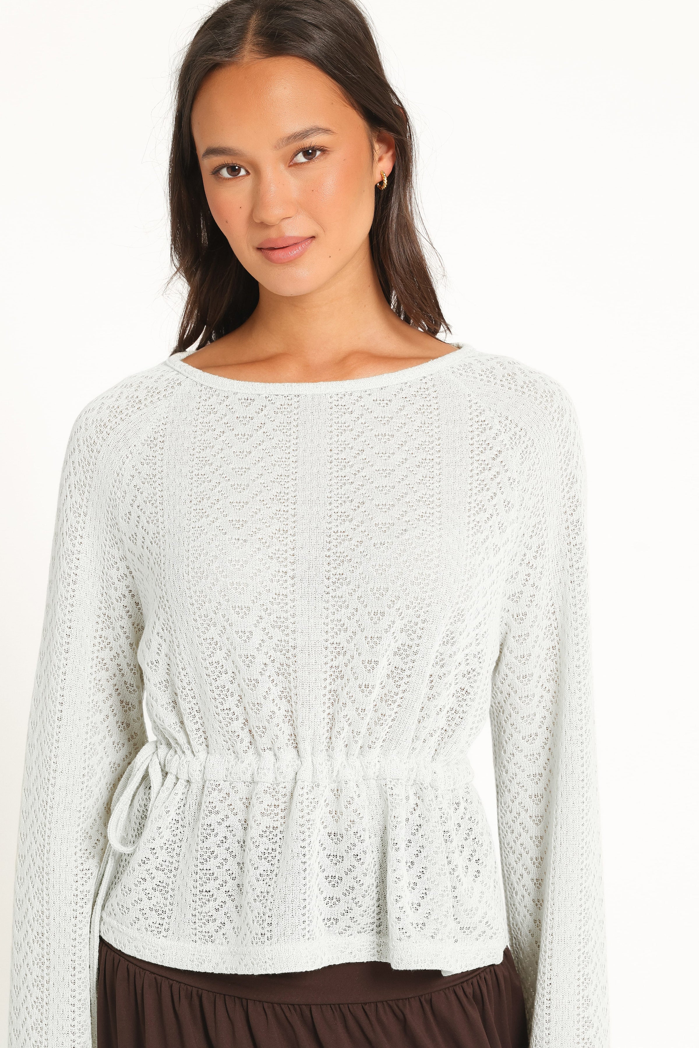 KNITWEAR Saorla Lightweight Pointelle Sweater - Sage