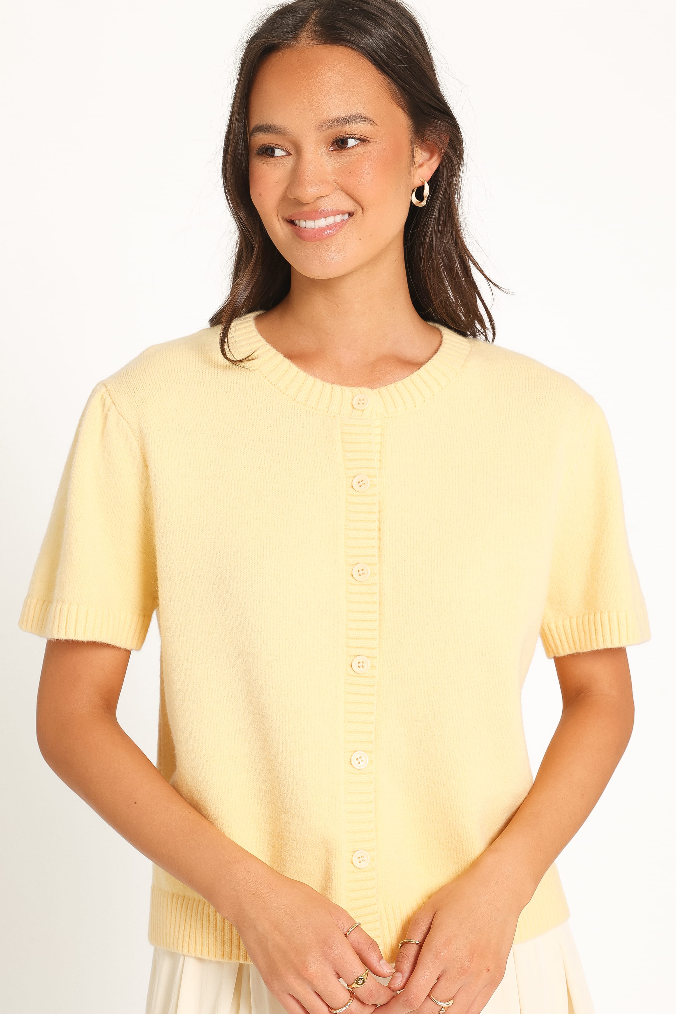 KNITWEAR Summa Short Sleeve Cardigan - Yellow