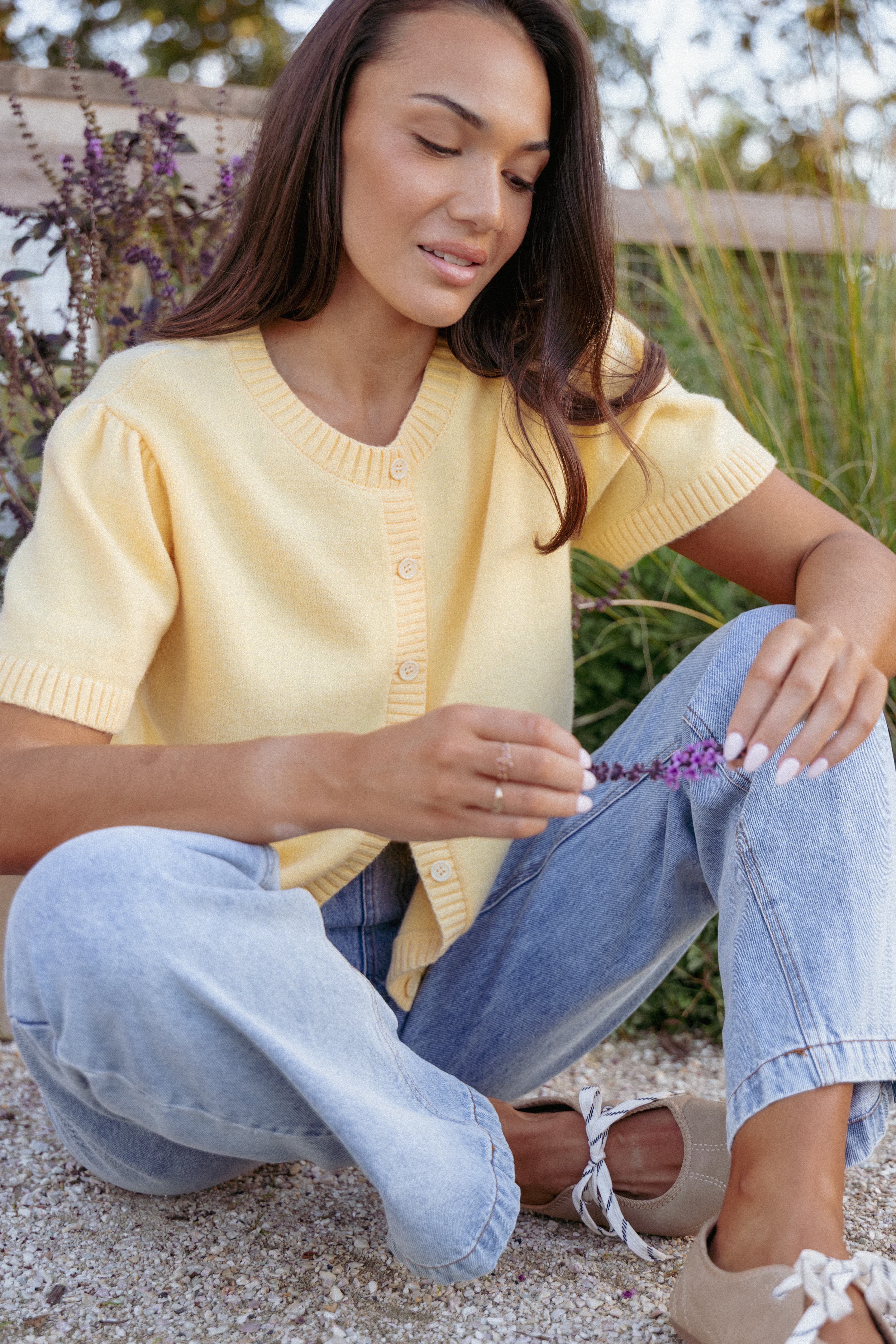 KNITWEAR Summa Short Sleeve Cardigan - Yellow