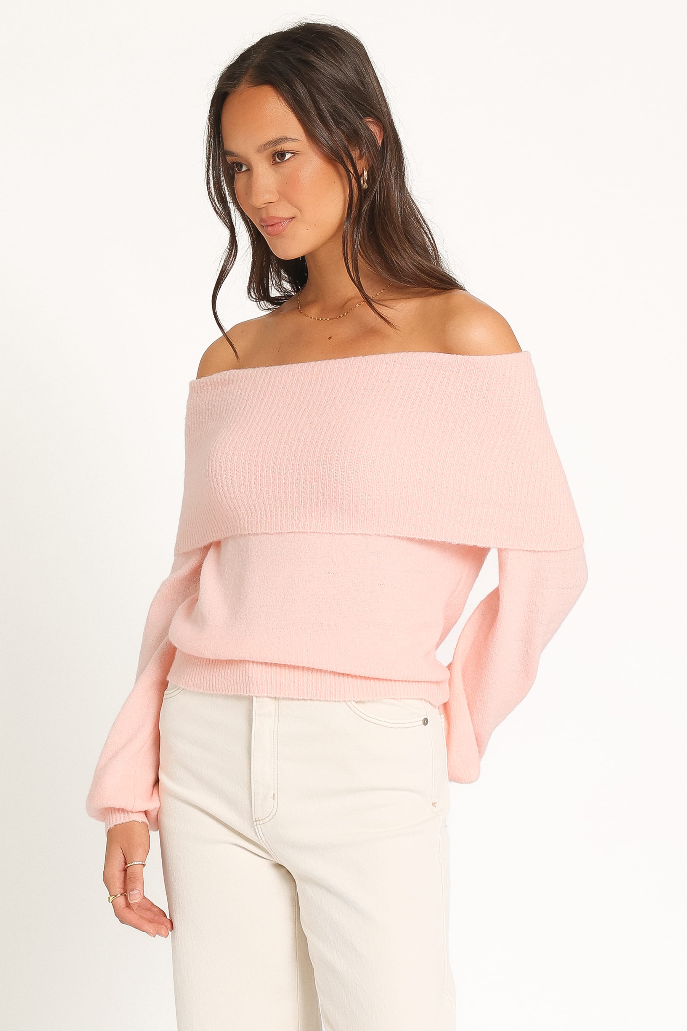 KNITWEAR Sylvia Off Shoulder Sweater - Fairy Floss Pink