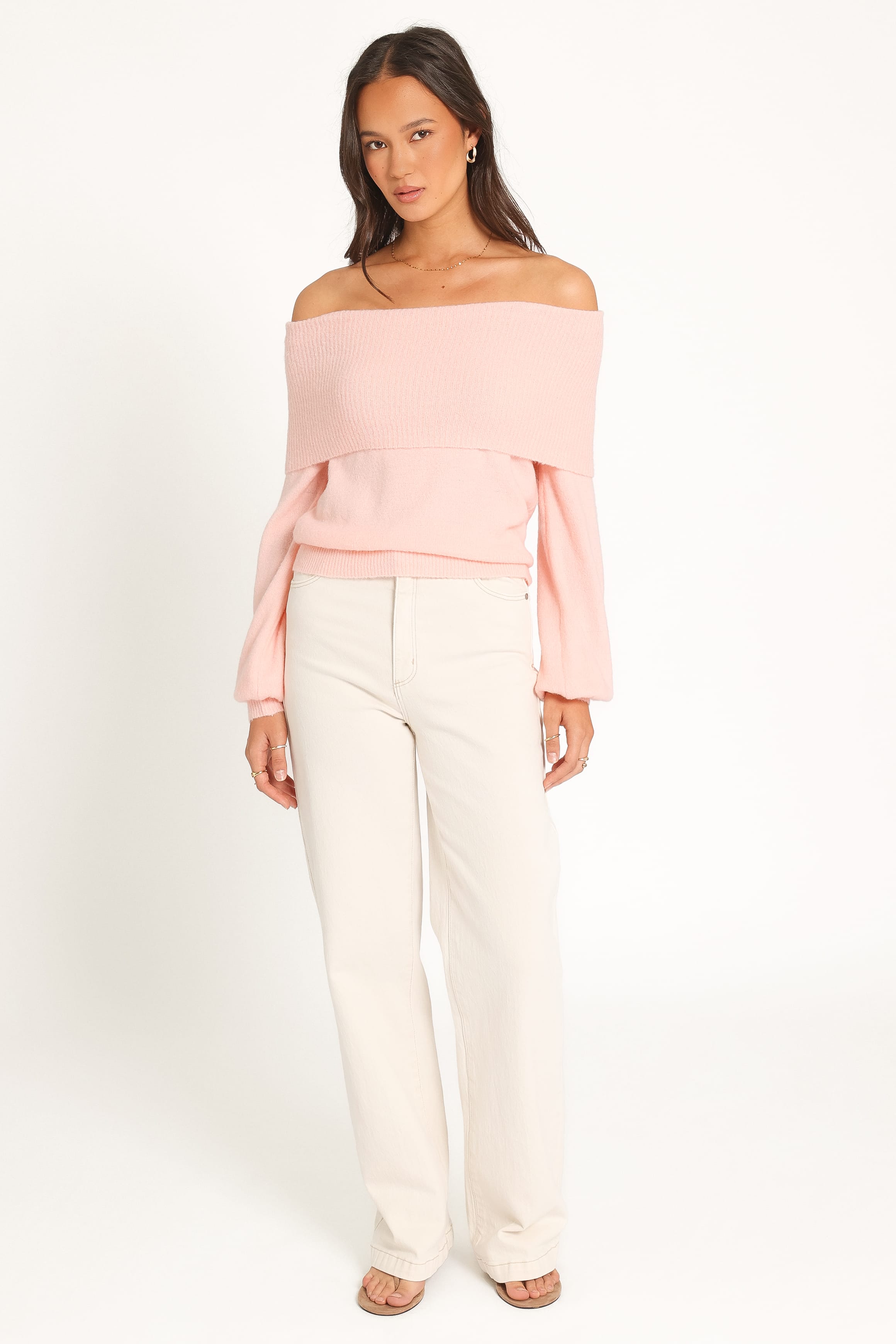 KNITWEAR Sylvia Off Shoulder Sweater - Fairy Floss Pink