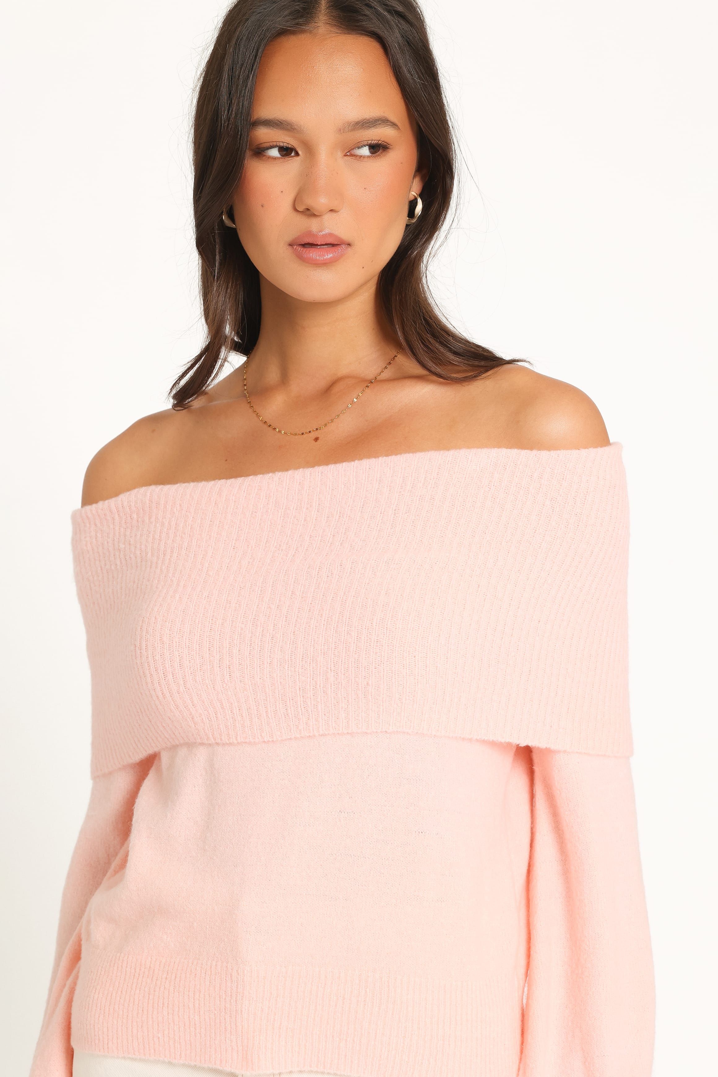 KNITWEAR Sylvia Off Shoulder Sweater - Fairy Floss Pink