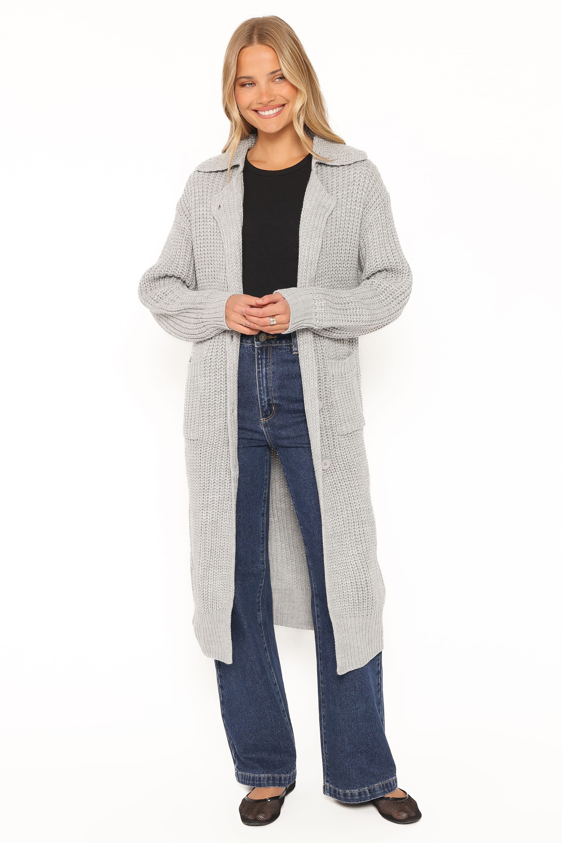 KNITWEAR Tobin Sweater Coatigan - Heather Grey