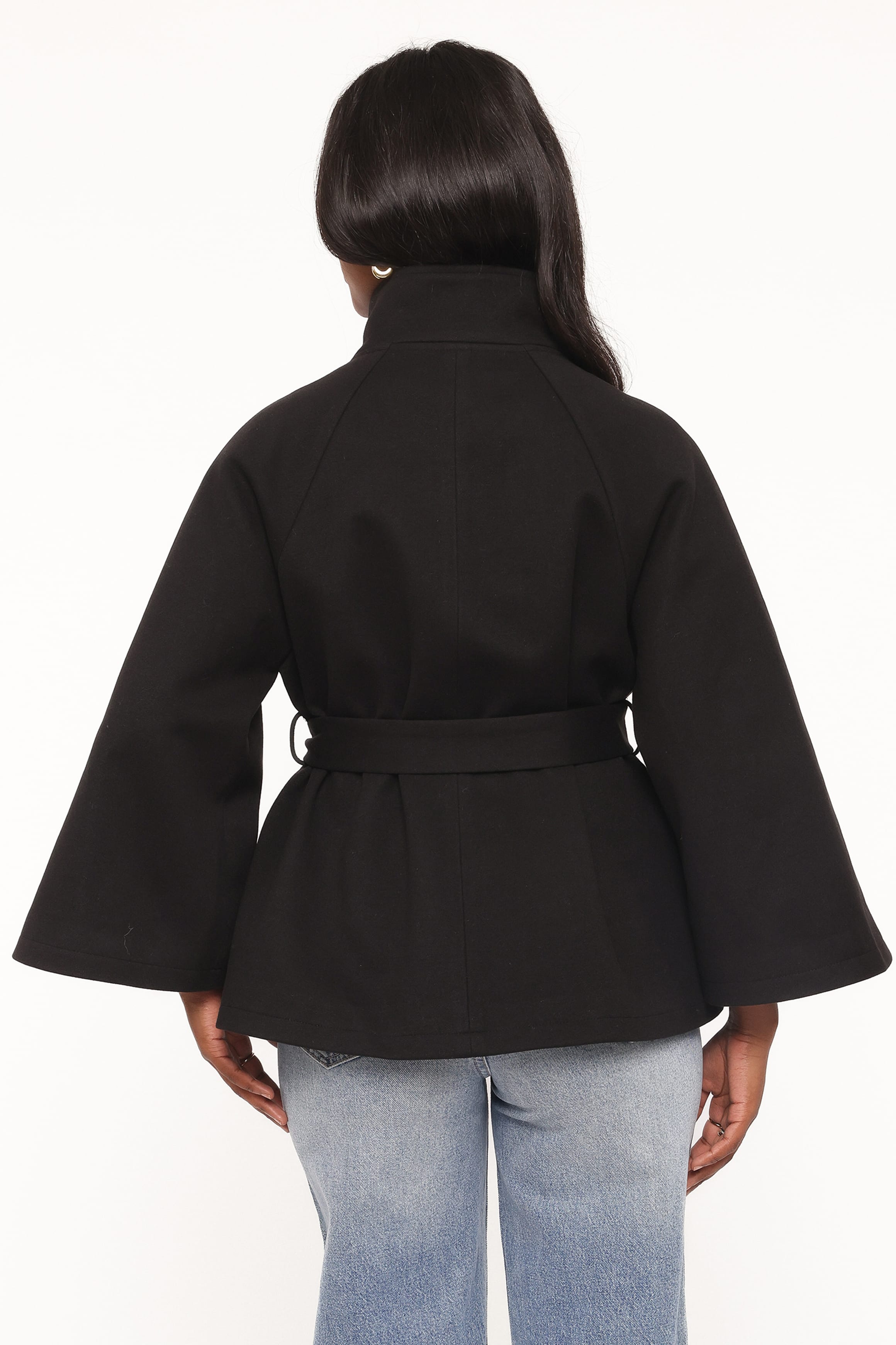 OUTERWEAR Caspian Funnel Neck Car Coat - Black