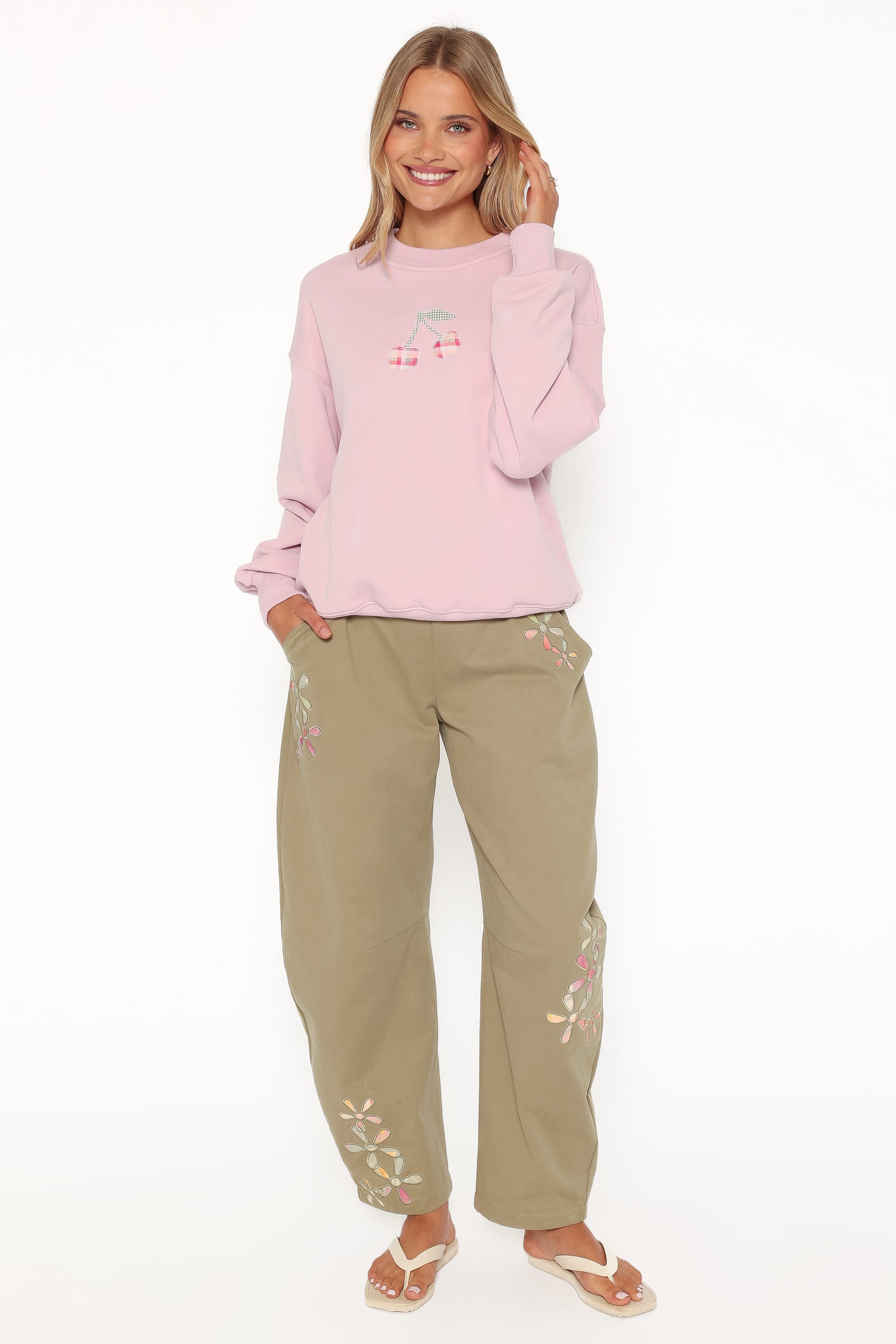 OUTERWEAR Cayley Patchwork Sweatshirt - Pink Cherry