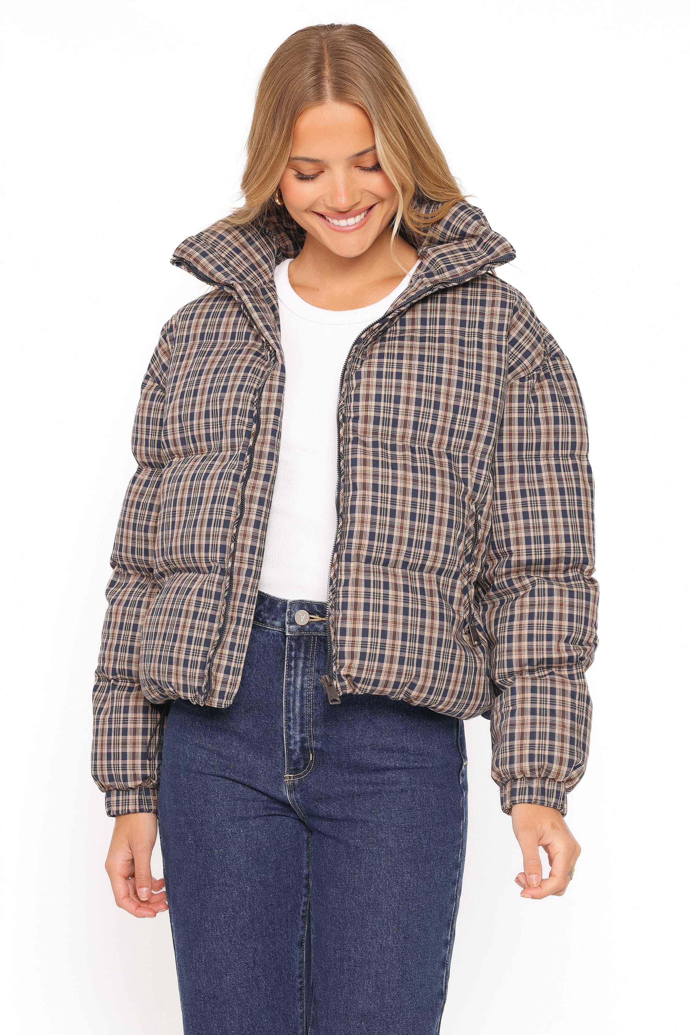 OUTERWEAR Chester Puffer Jacket - Brown Plaid