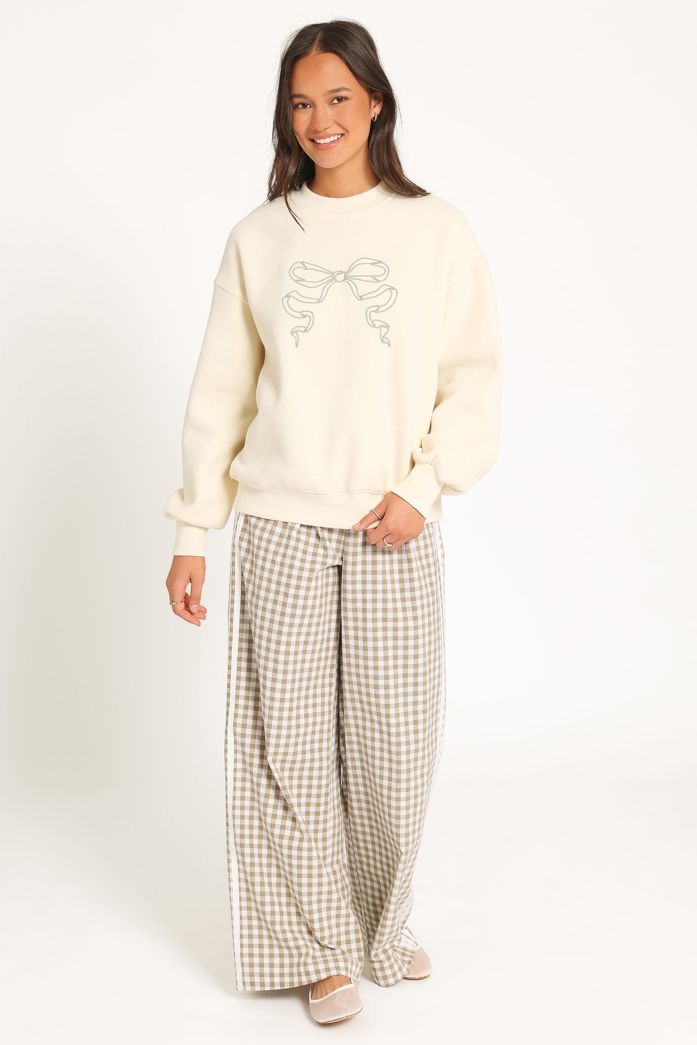 OUTERWEAR Danni Bow Embellished Sweatshirt - Cream