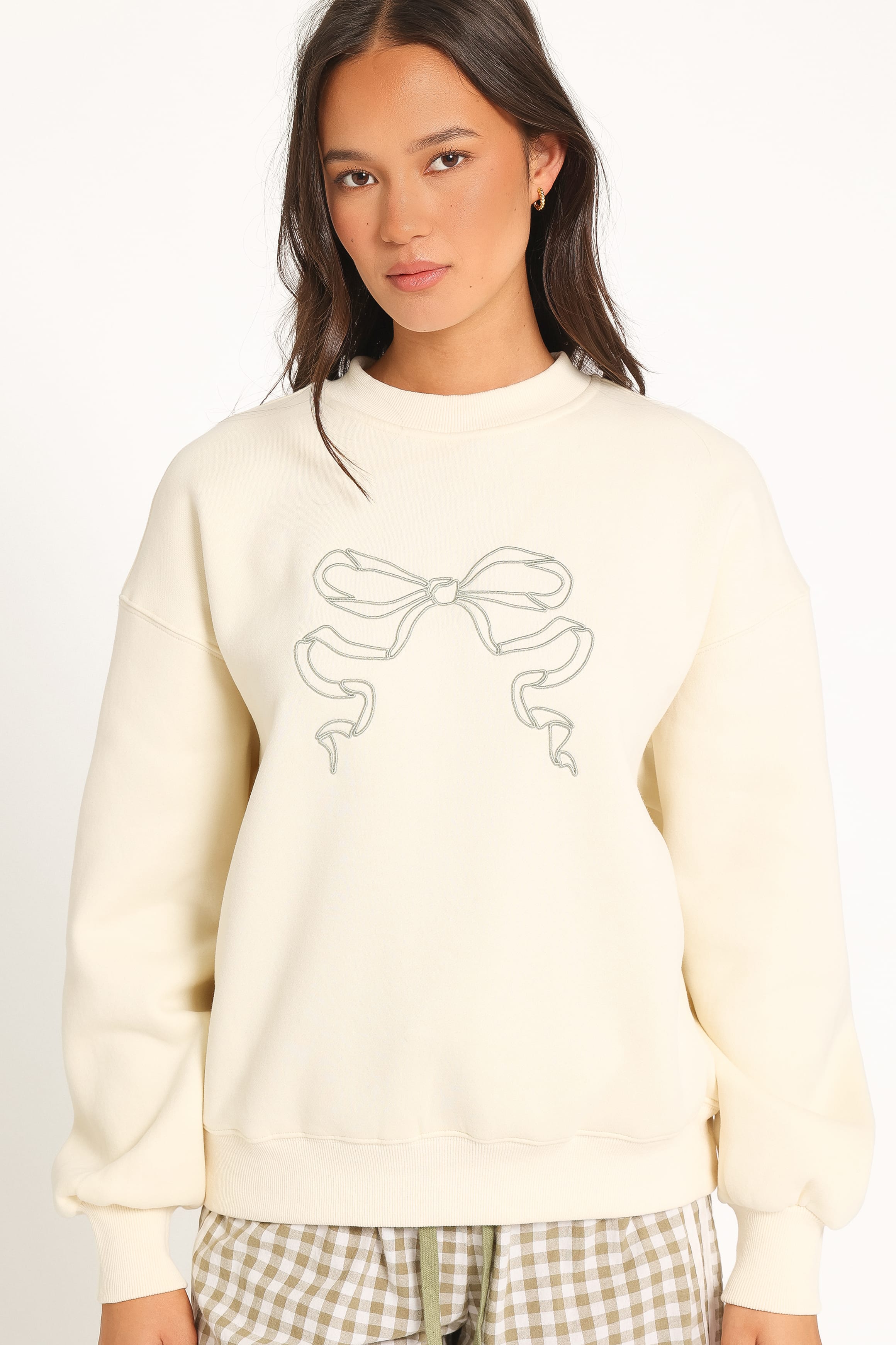 OUTERWEAR Danni Bow Embellished Sweatshirt - Cream