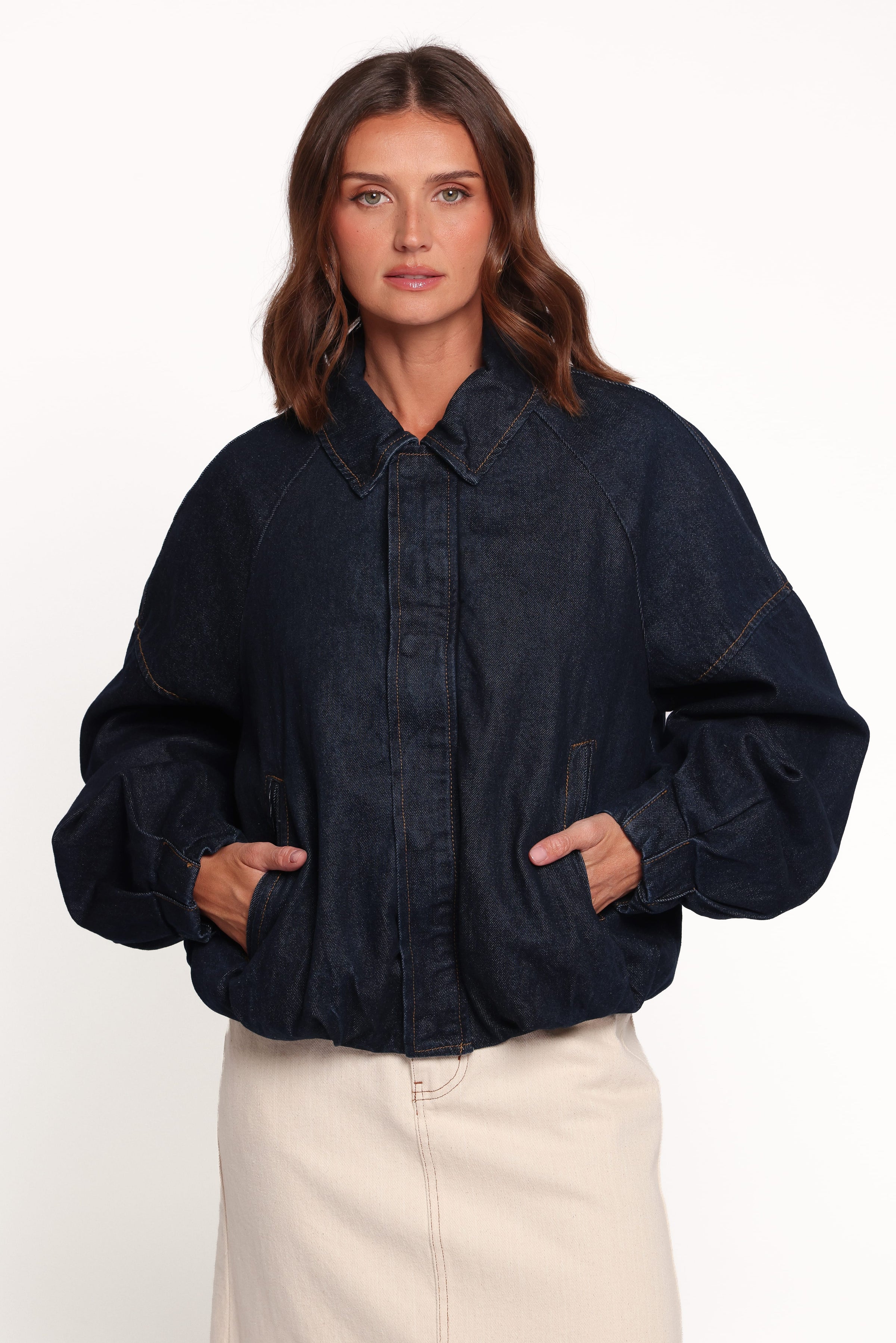 OUTERWEAR Janet Bomber Jacket - Dark Denim Wash