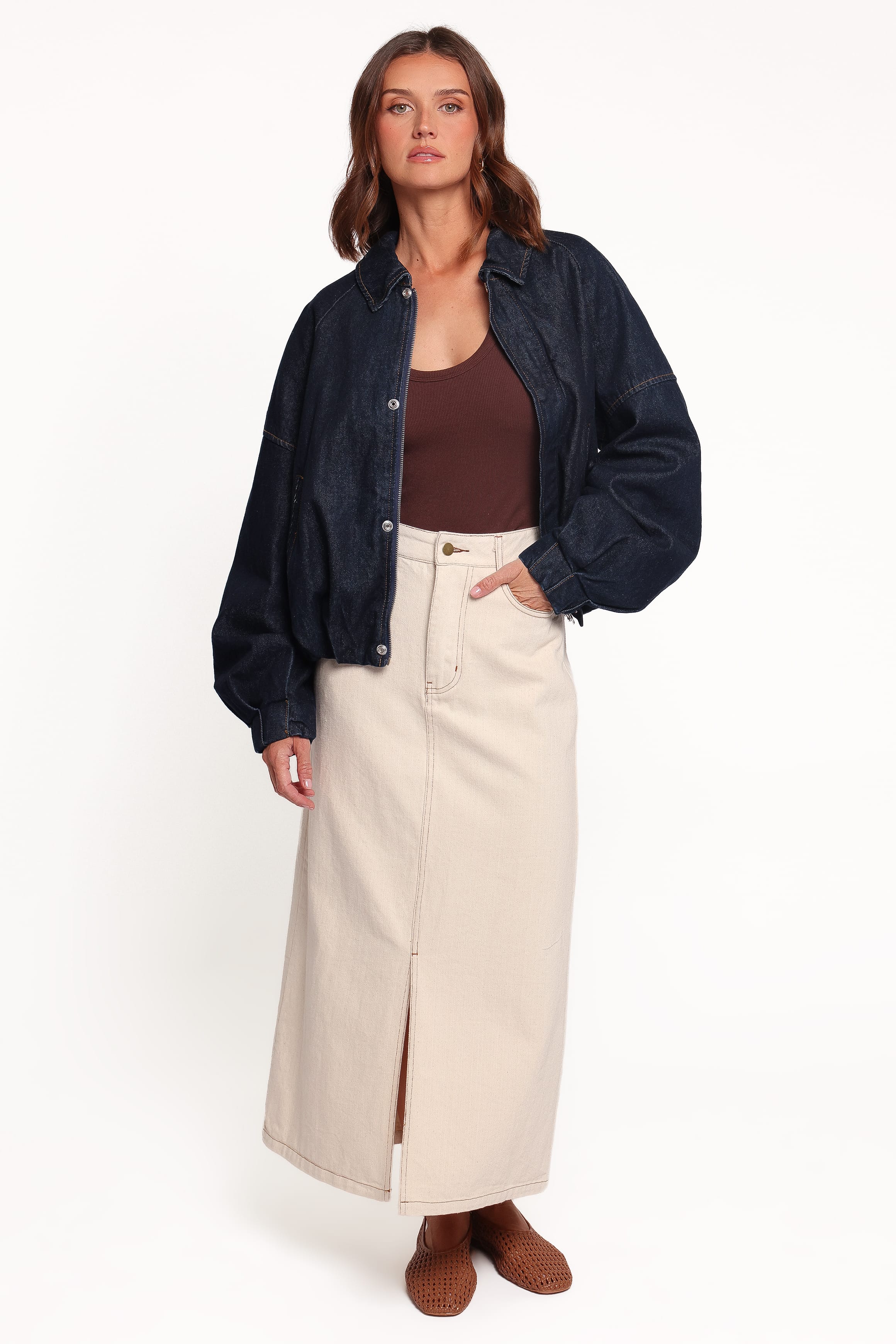 OUTERWEAR Janet Bomber Jacket - Dark Denim Wash