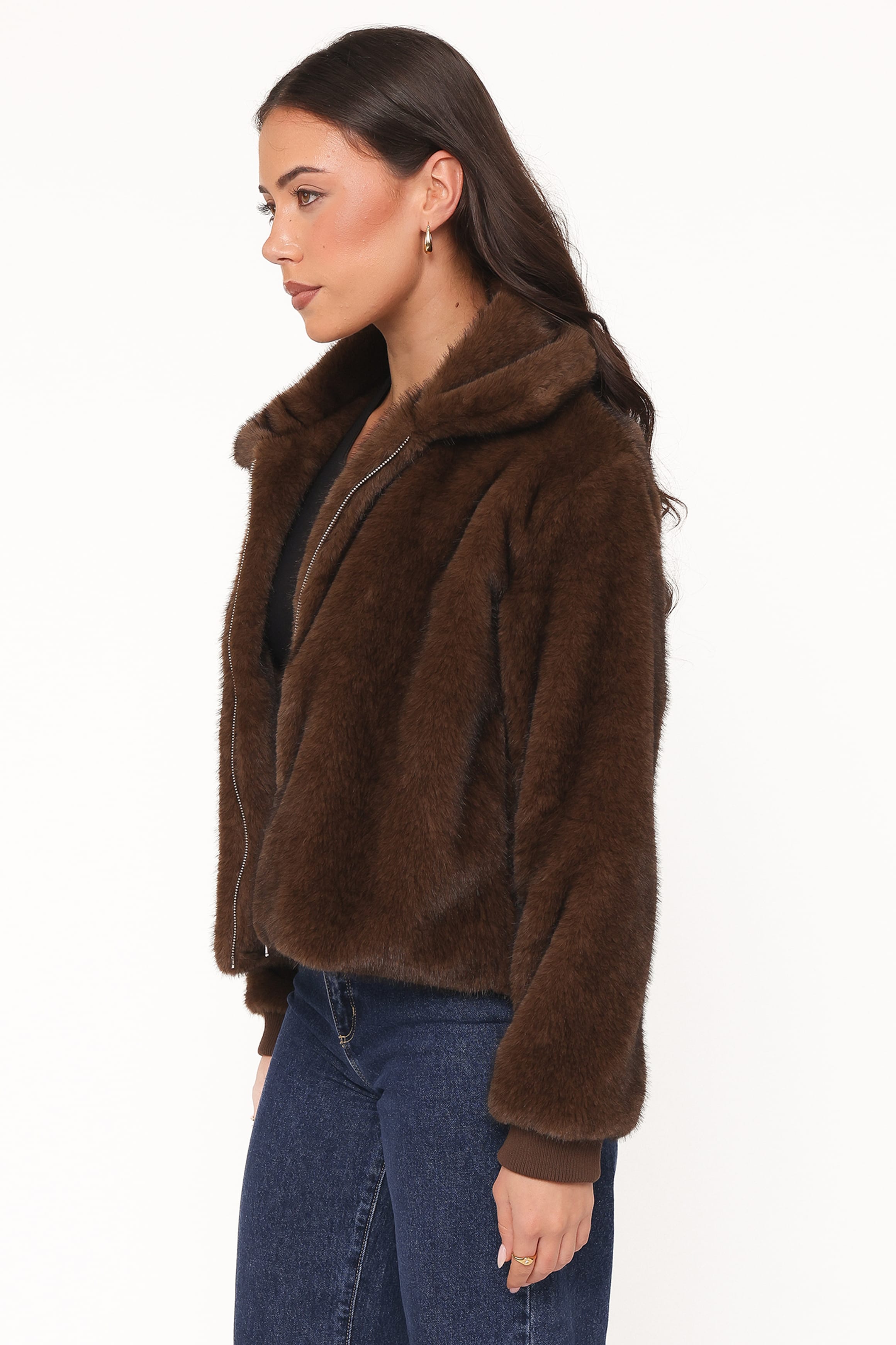OUTERWEAR Jenna Faux Fur Bomber Jacket - Espresso