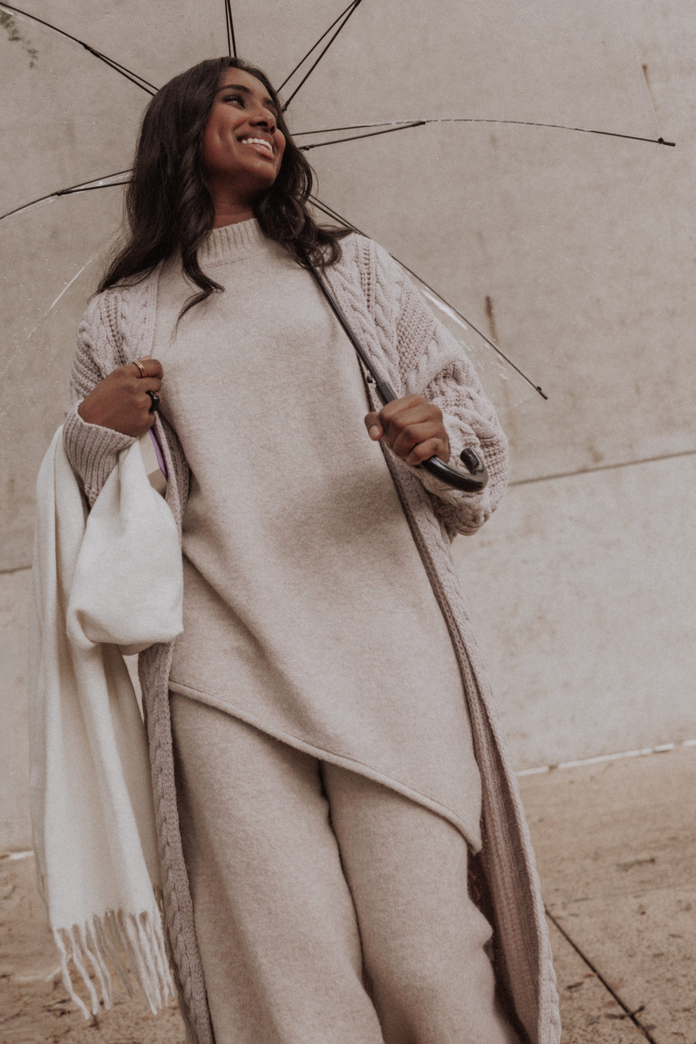 OUTERWEAR Kensie Cable Coatigan Sweater - Taupe