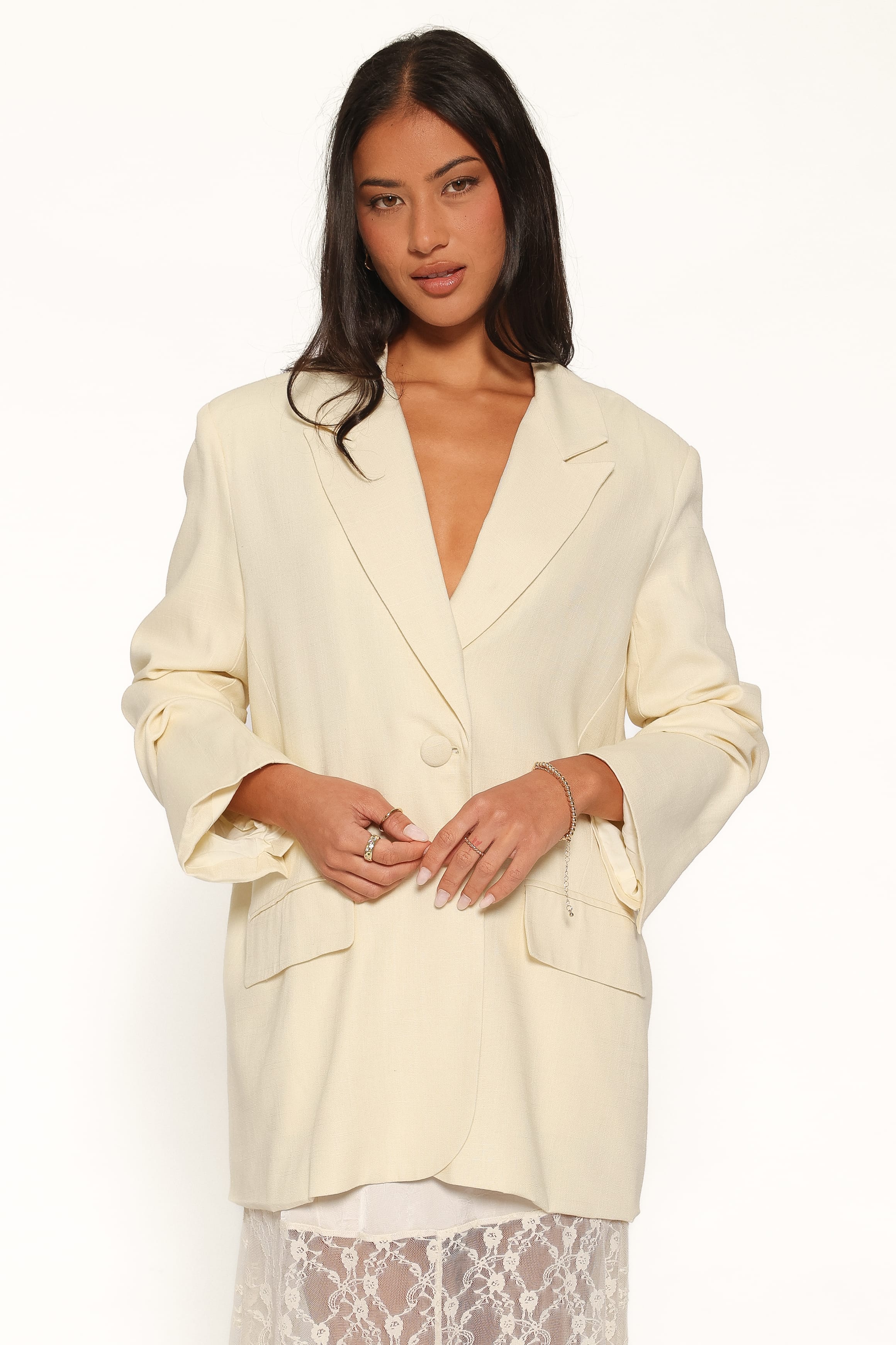 OUTERWEAR Tove Tie Back Blazer - Butter Yellow Linen
