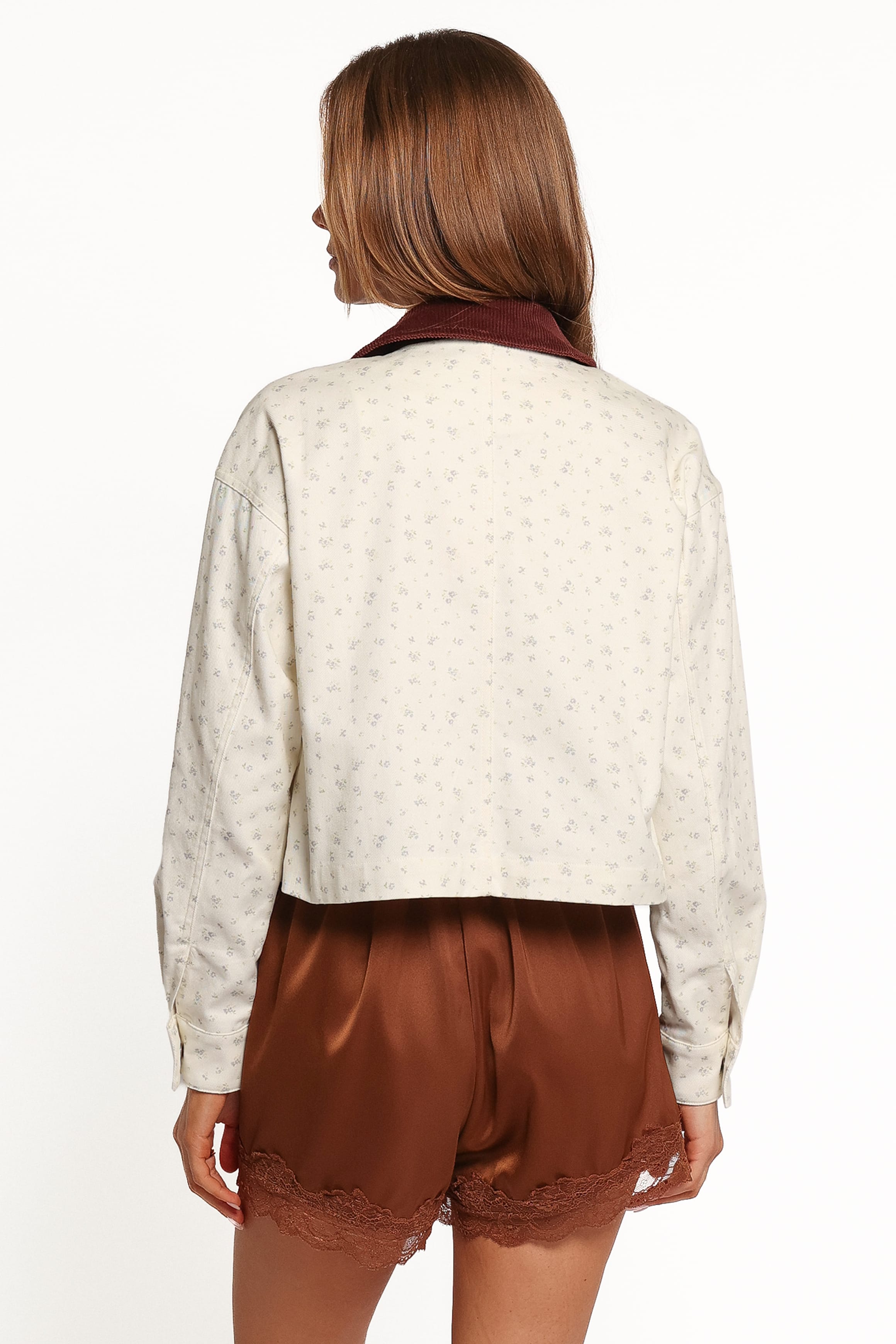 OUTERWEAR Tulsi Twill Denim Jacket - Cream/Pink Floral