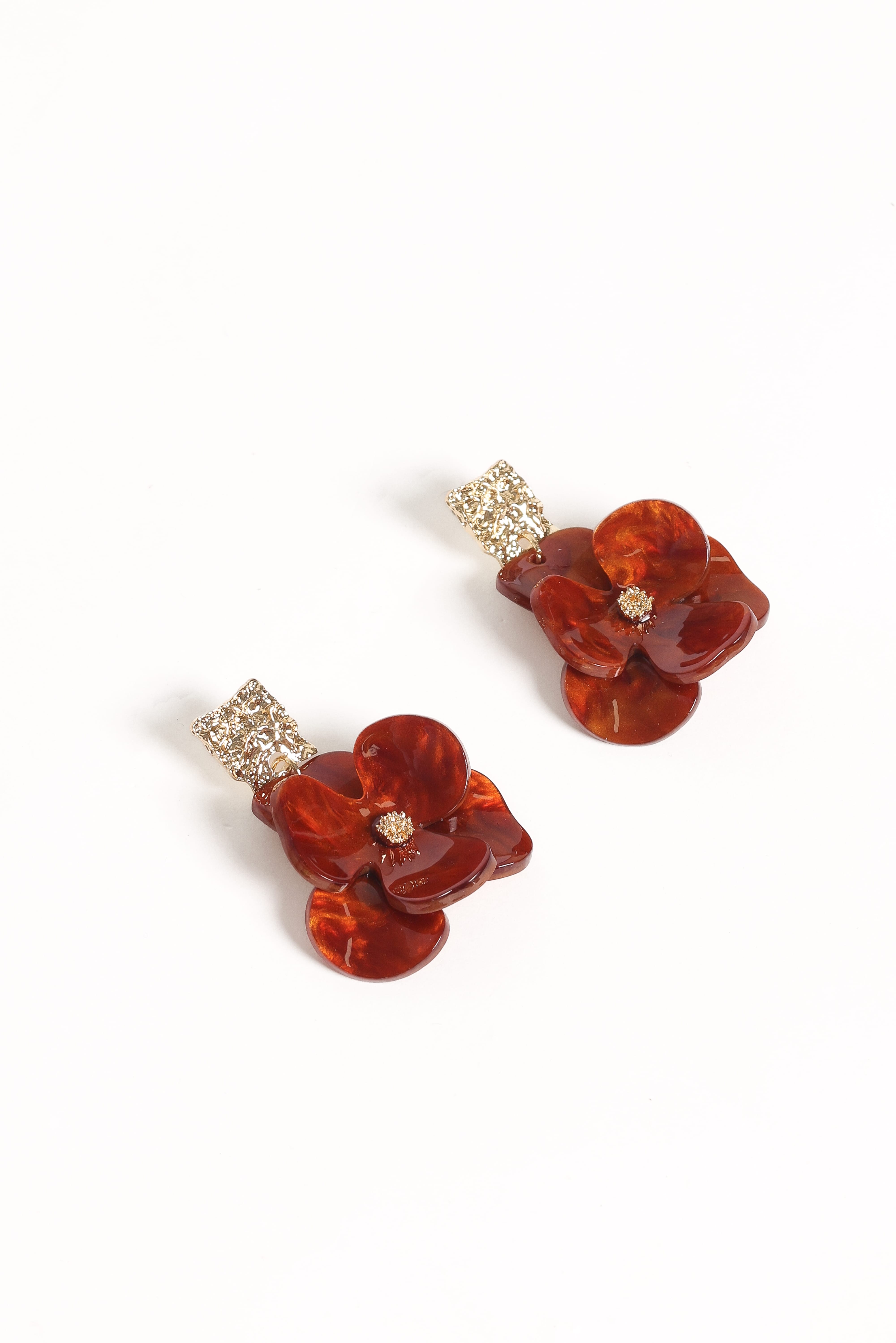 ACCESSORIES Lennon Flower Earrings - Gold/Brown