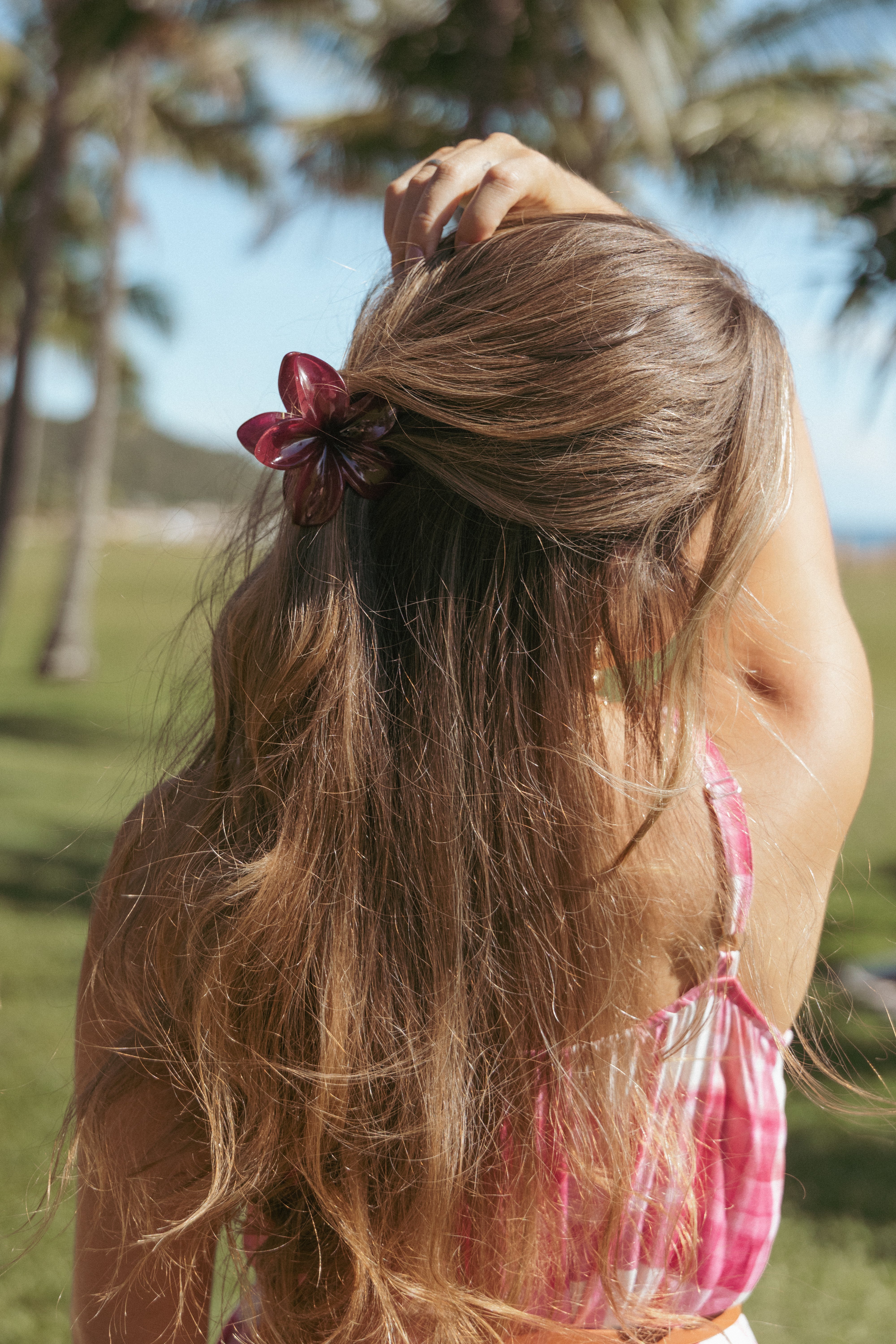 ACCESSORIES Marissa Flower Hair Clip - Wine