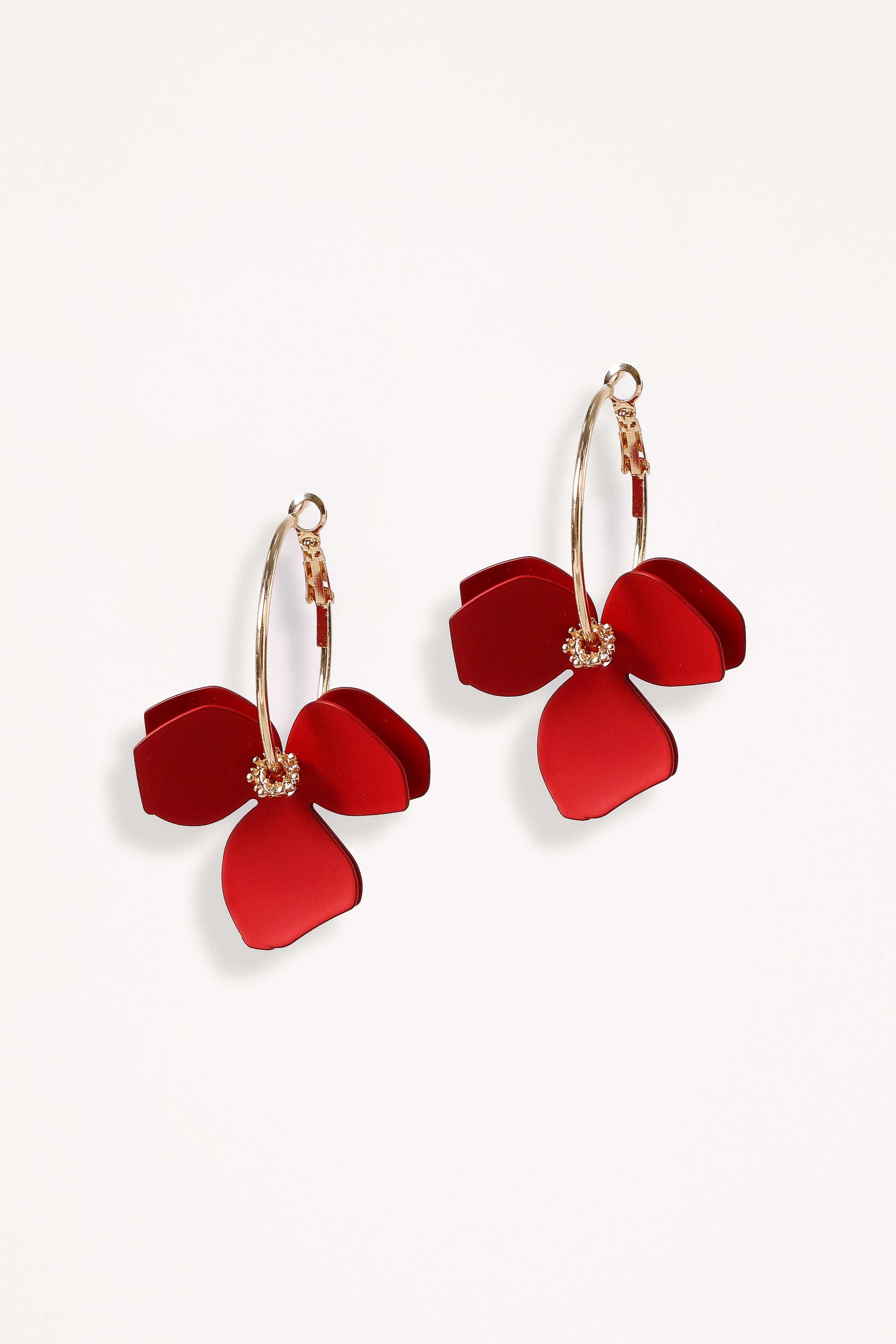 ACCESSORIES @Willow Flower Earrings - Gold/Red