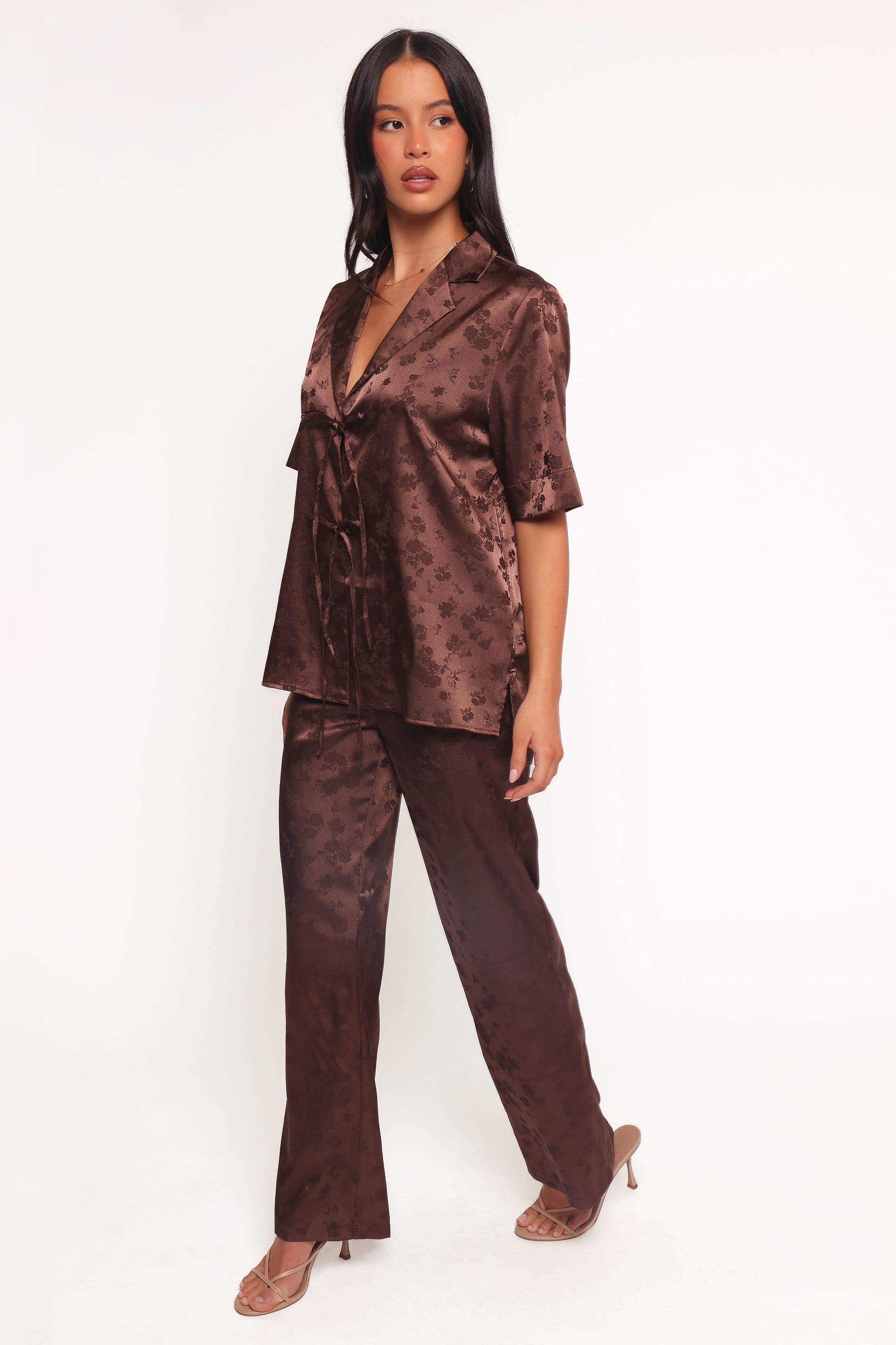 BOTTOMS Aaliyah Satin Pants - Chocolate