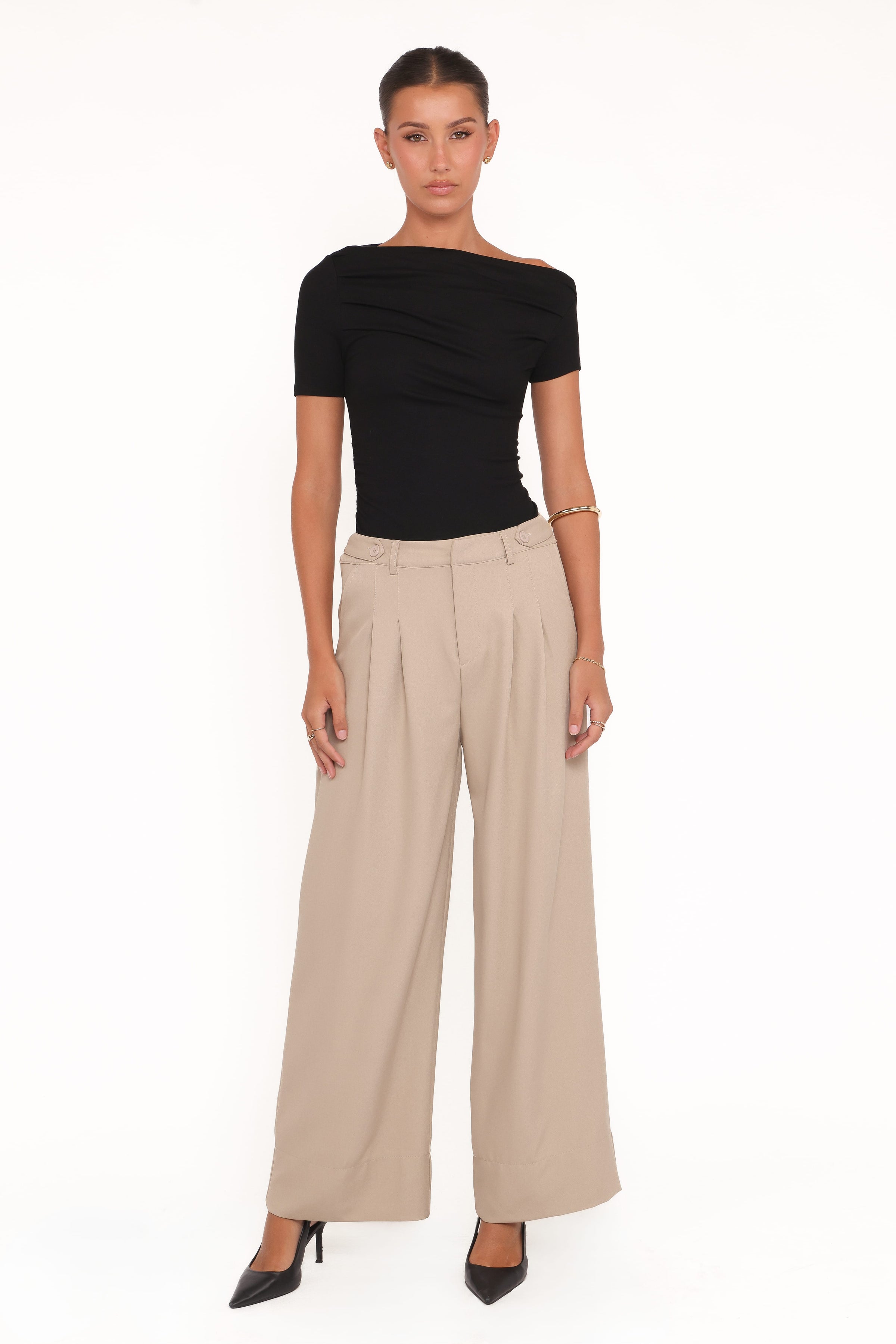 BOTTOMS Adrian Adjustable Waist Pants - Taupe