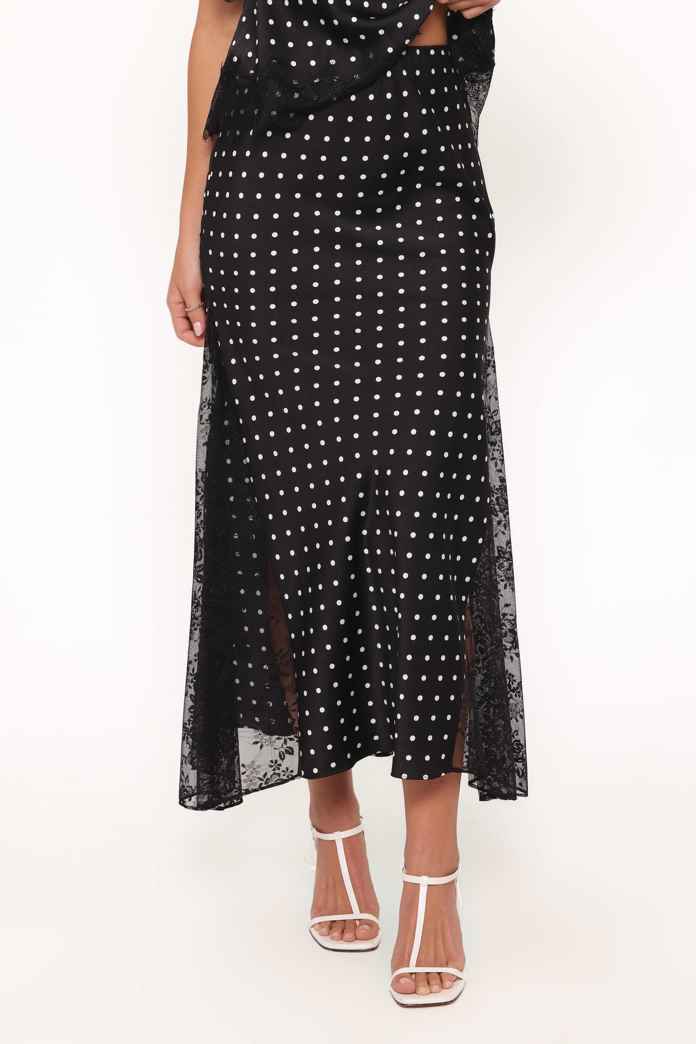 BOTTOMS Ailbhe Lace Skirt - Black Polka Dot