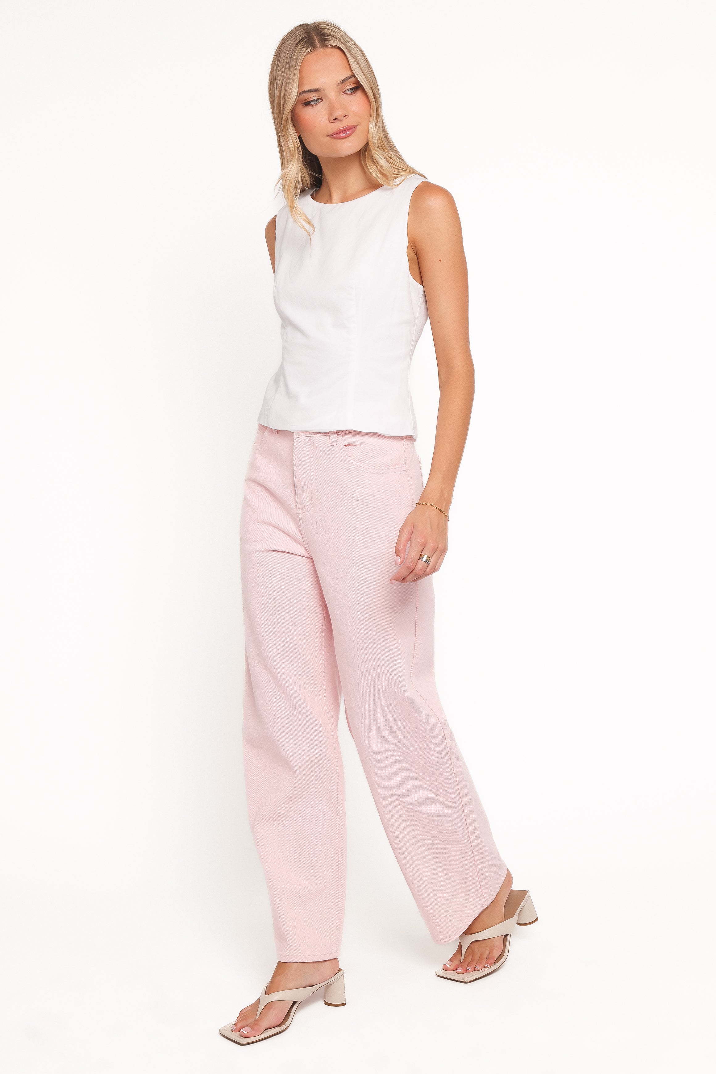 BOTTOMS Ailis Wide Leg Jean - Dusty Pink