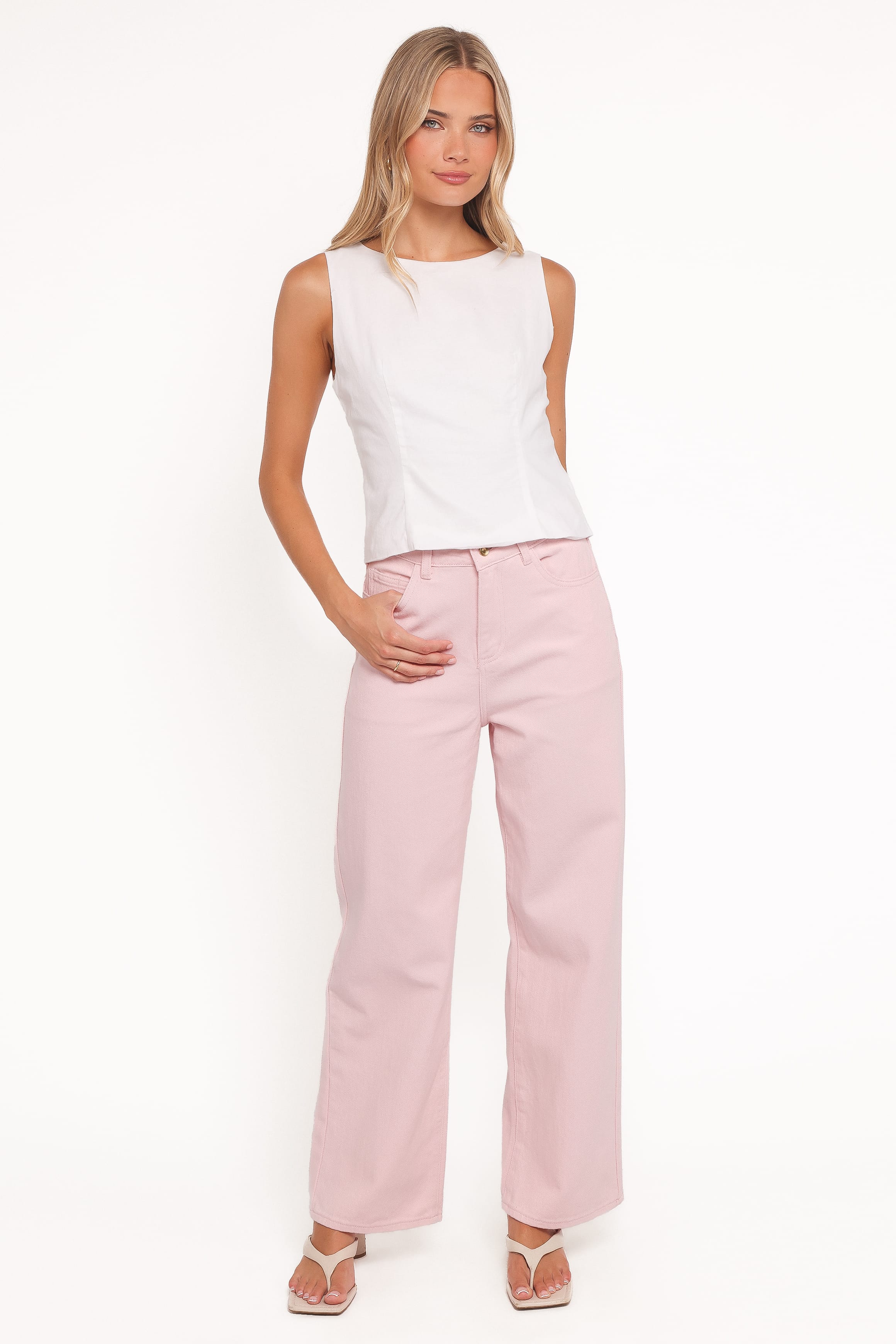 BOTTOMS Ailis Wide Leg Jean - Dusty Pink