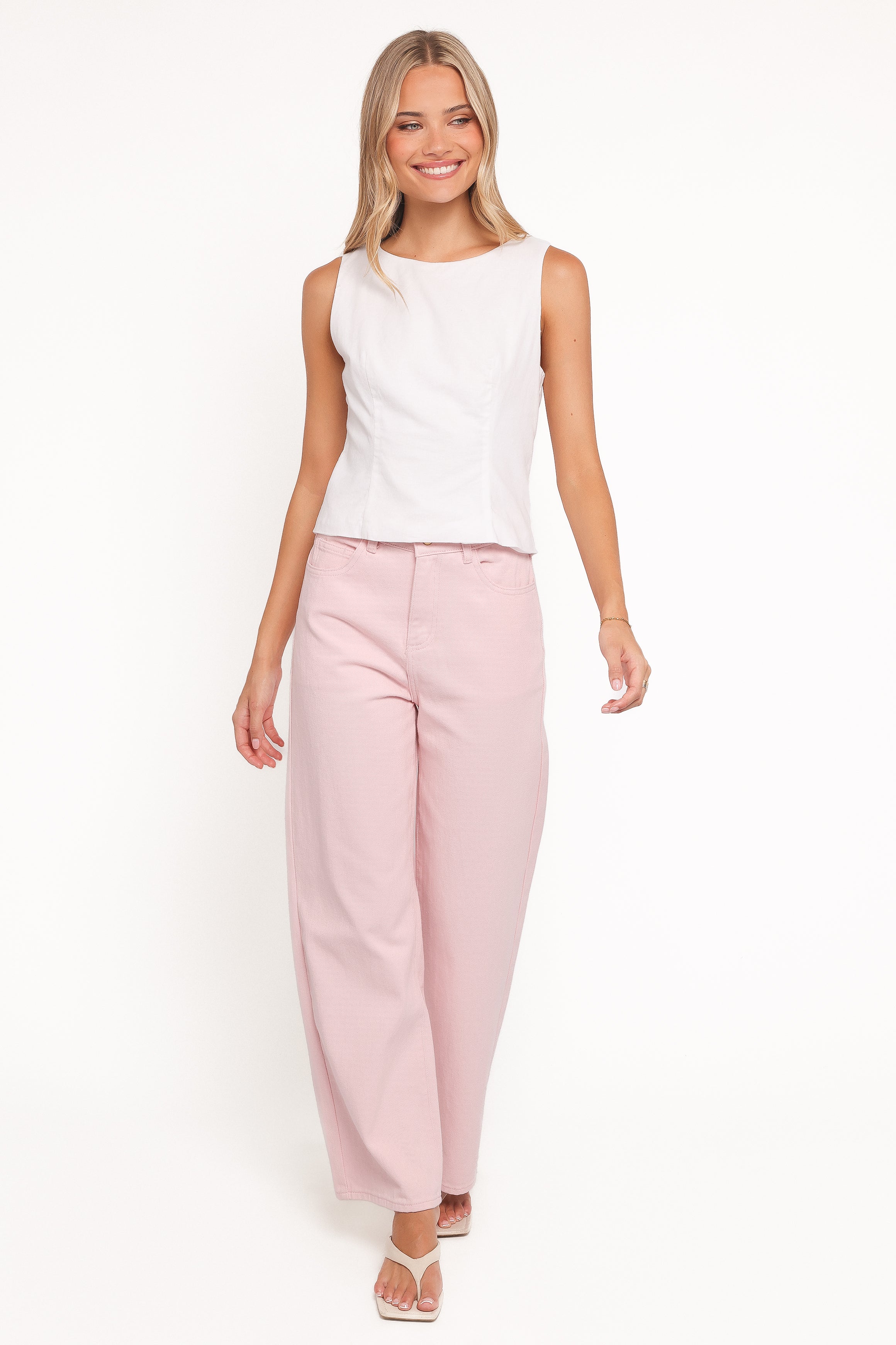 BOTTOMS Ailis Wide Leg Jean - Dusty Pink