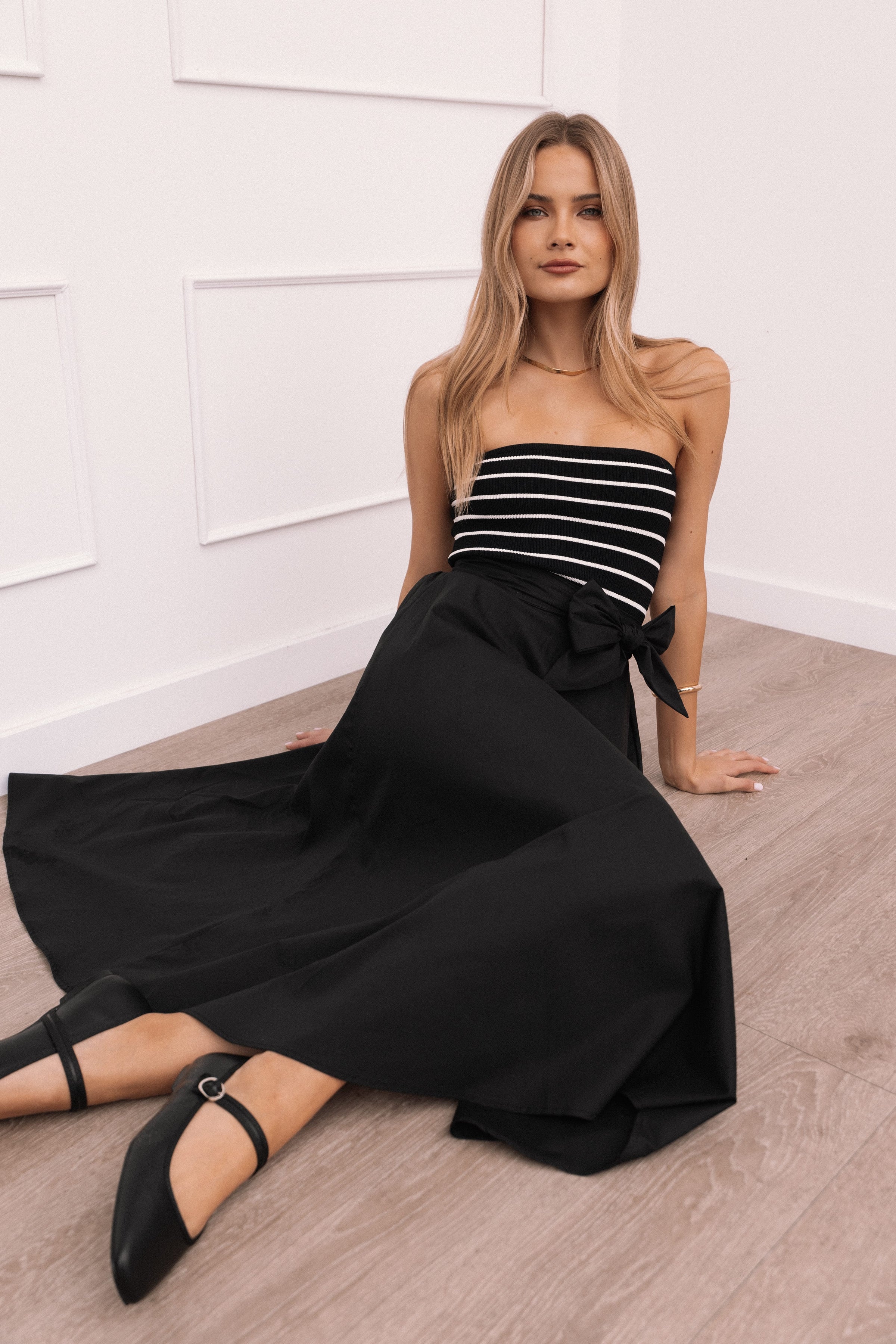 BOTTOMS Alessandra Midi Skirt - Black