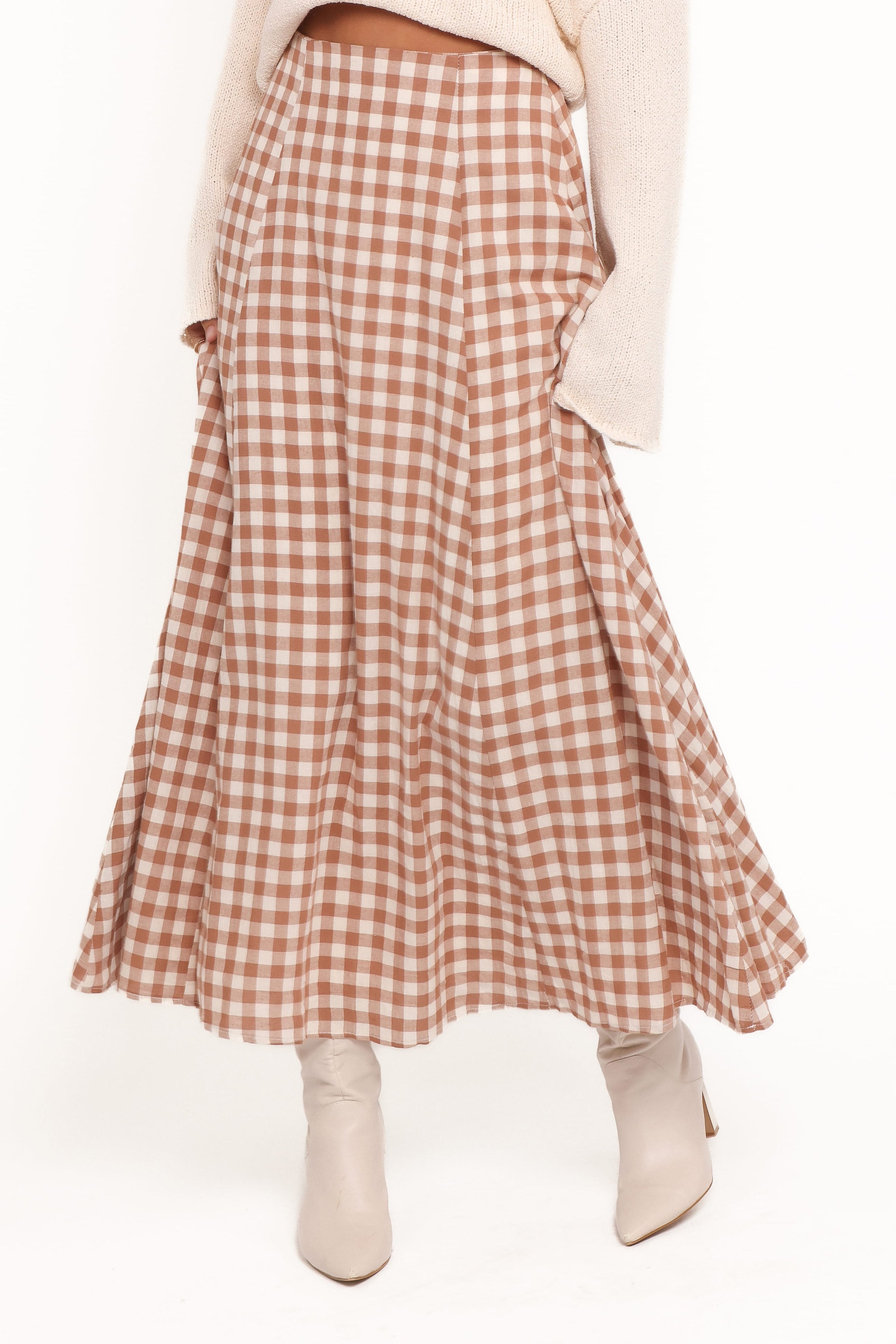 BOTTOMS Alexander Maxi Skirt - Tan Gingham