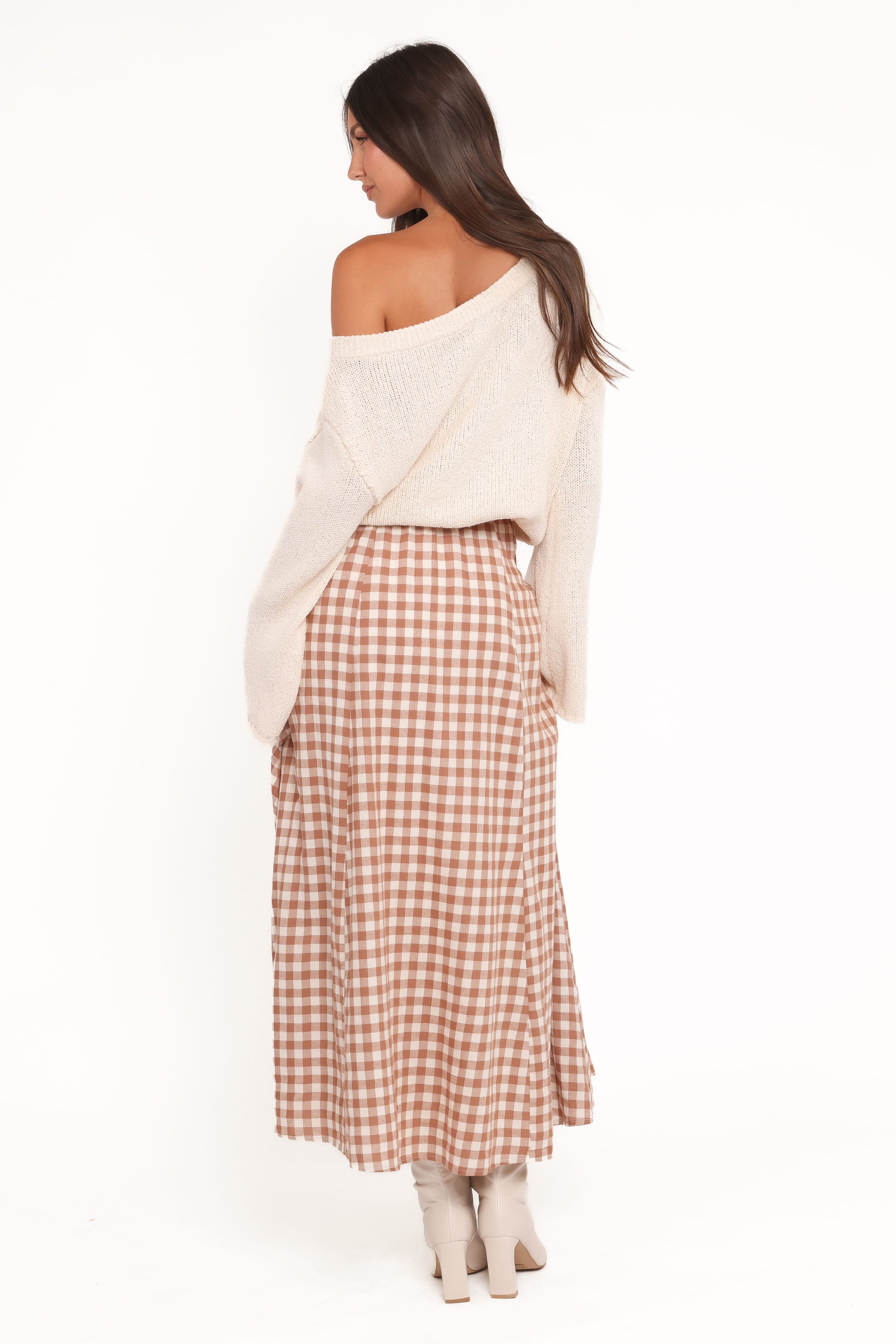 BOTTOMS Alexander Maxi Skirt - Tan Gingham