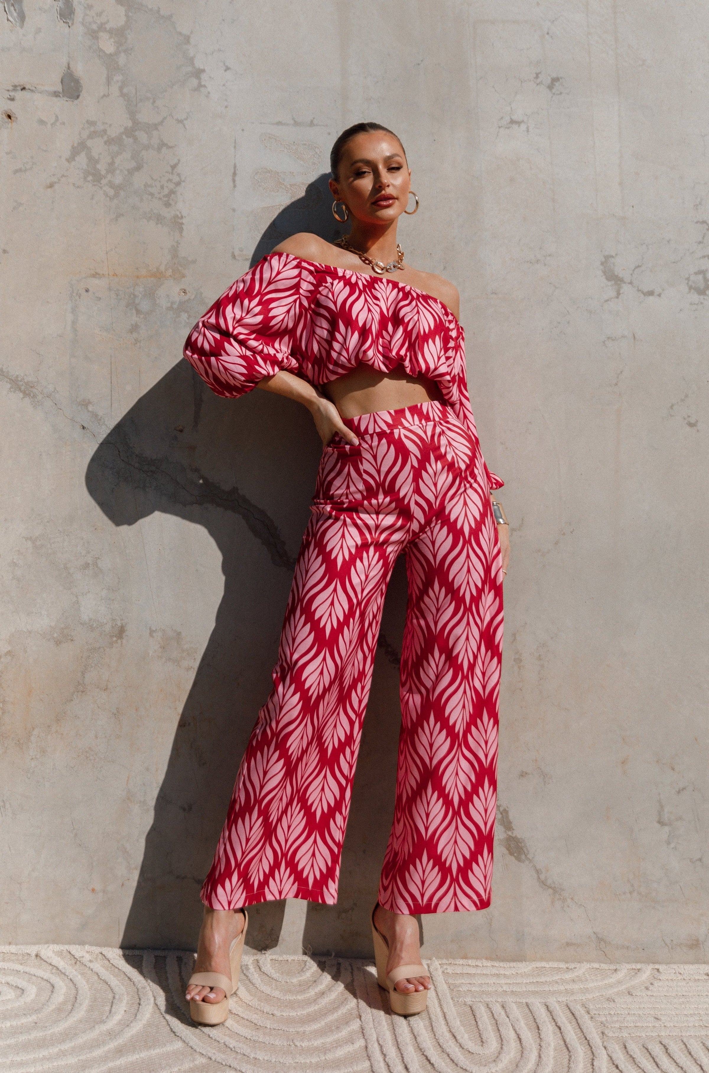 BOTTOMS Alexia Wide Leg Pants - Pink