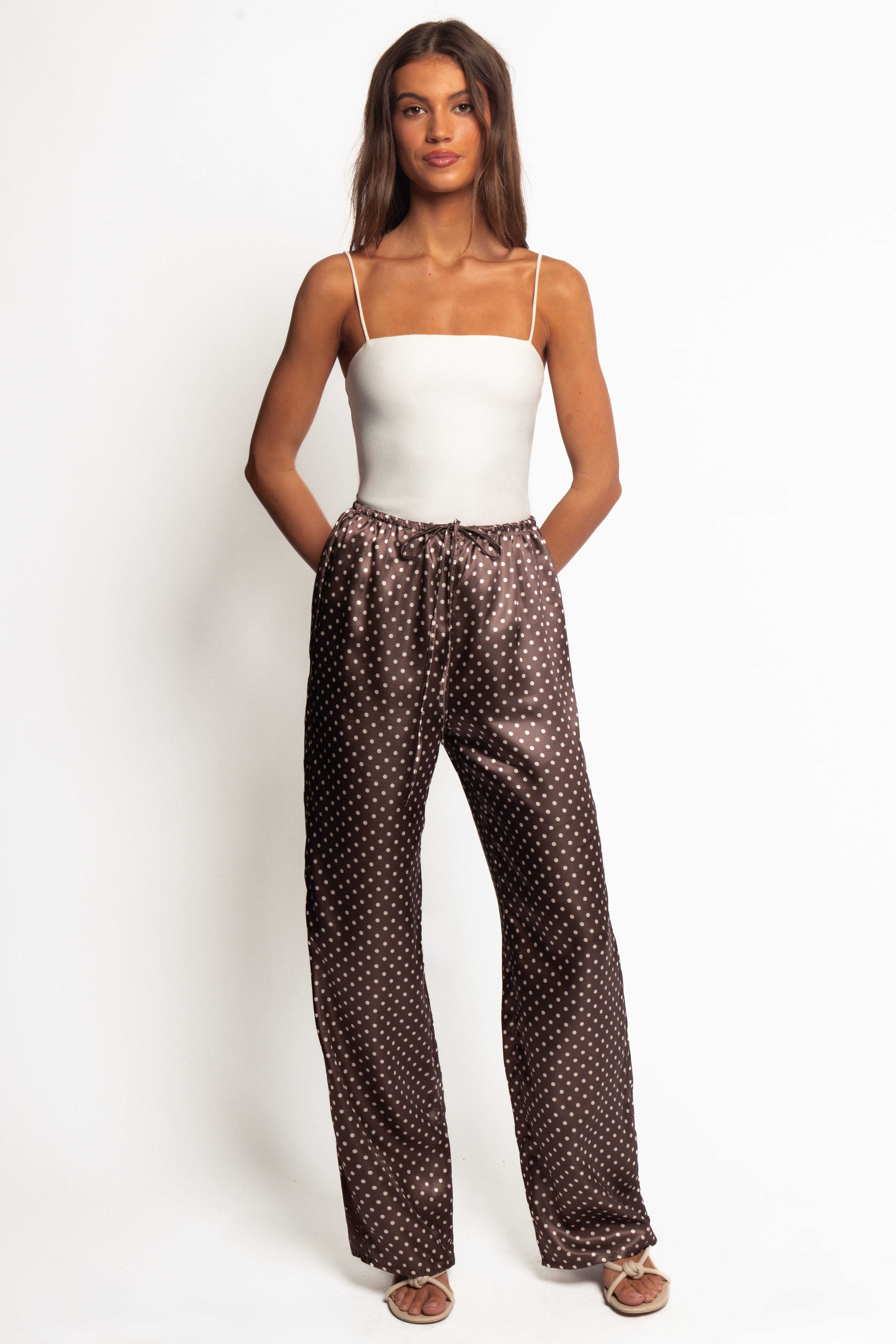 BOTTOMS Alima Pants - Brown Polka Dot
