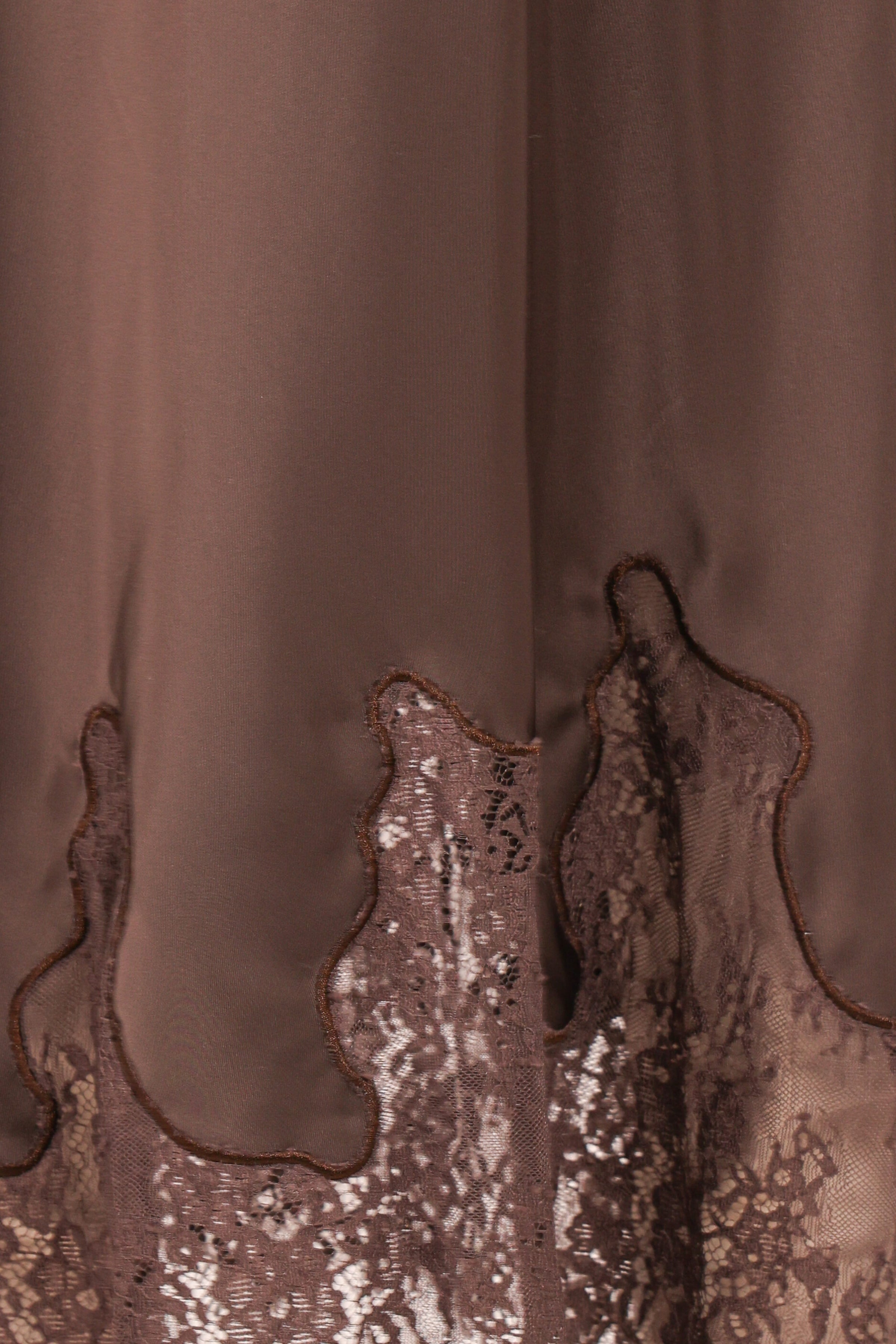 BOTTOMS Alira Lace Trim Midi Skirt - Brown